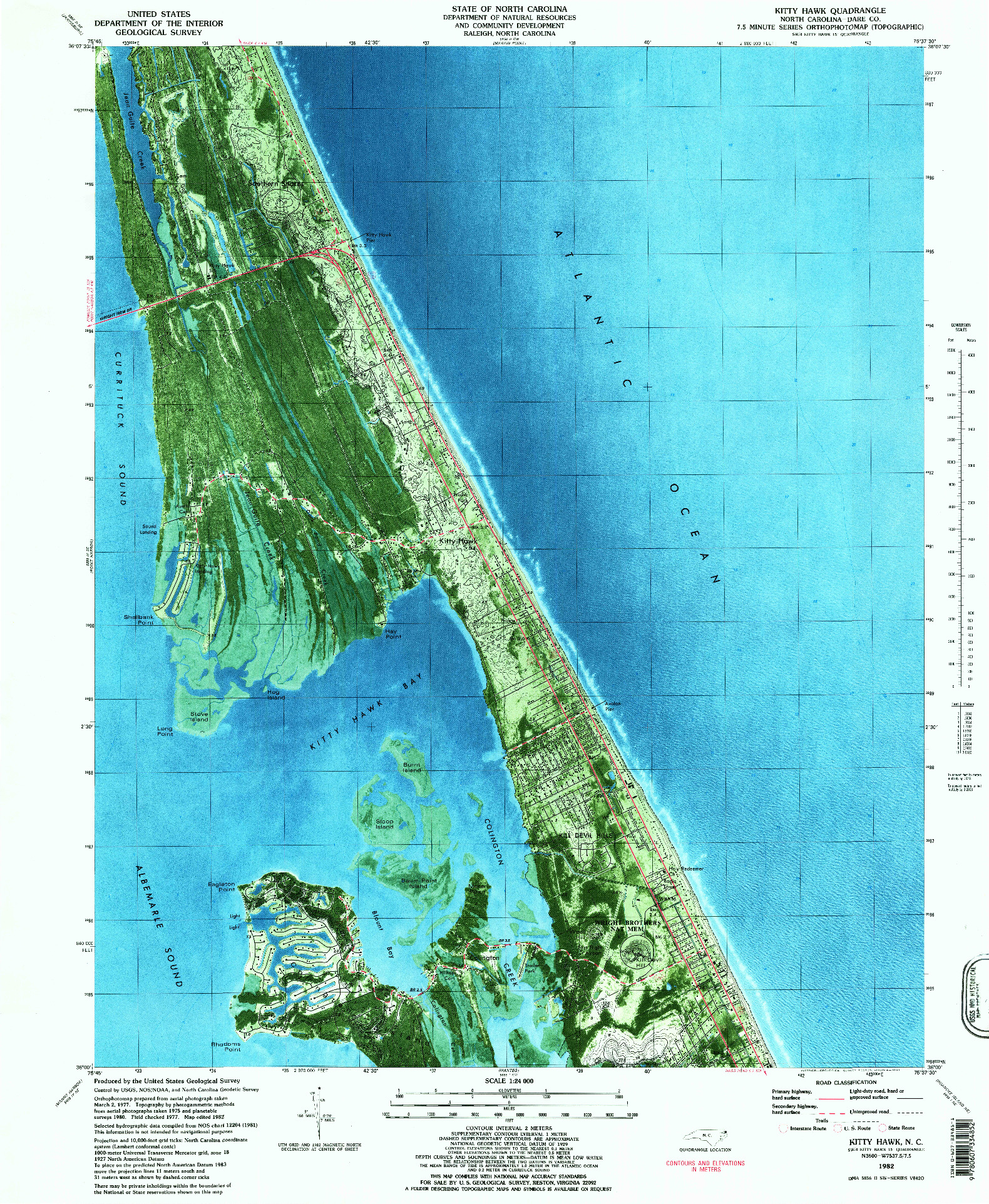 USGS 1:24000-SCALE QUADRANGLE FOR KITTY HAWK, NC 1982