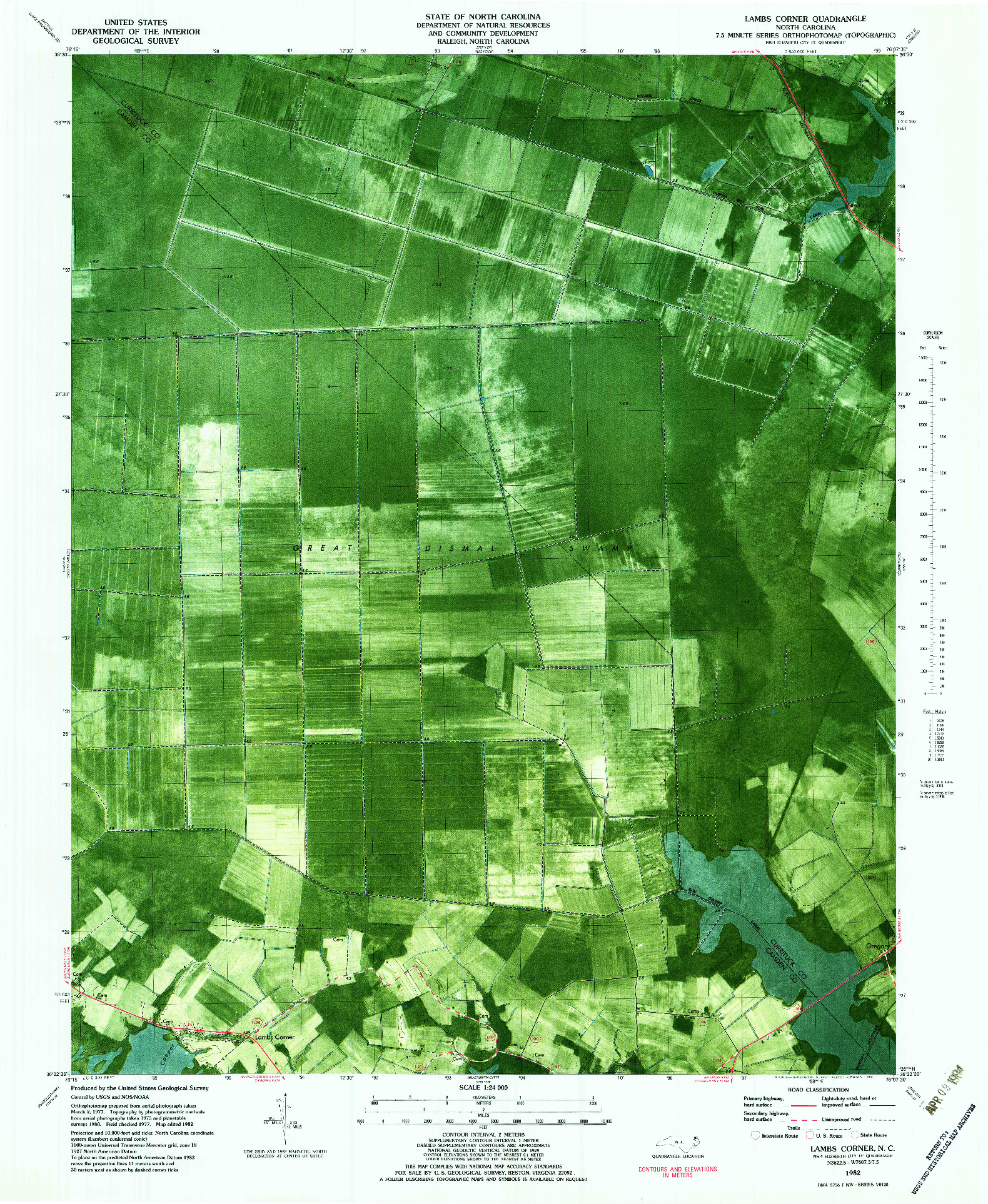 USGS 1:24000-SCALE QUADRANGLE FOR LAMBS CORNER, NC 1982