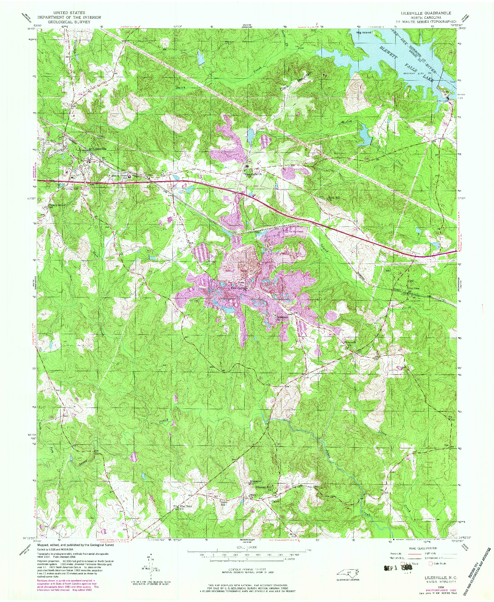 USGS 1:24000-SCALE QUADRANGLE FOR LILESVILLE, NC 1956