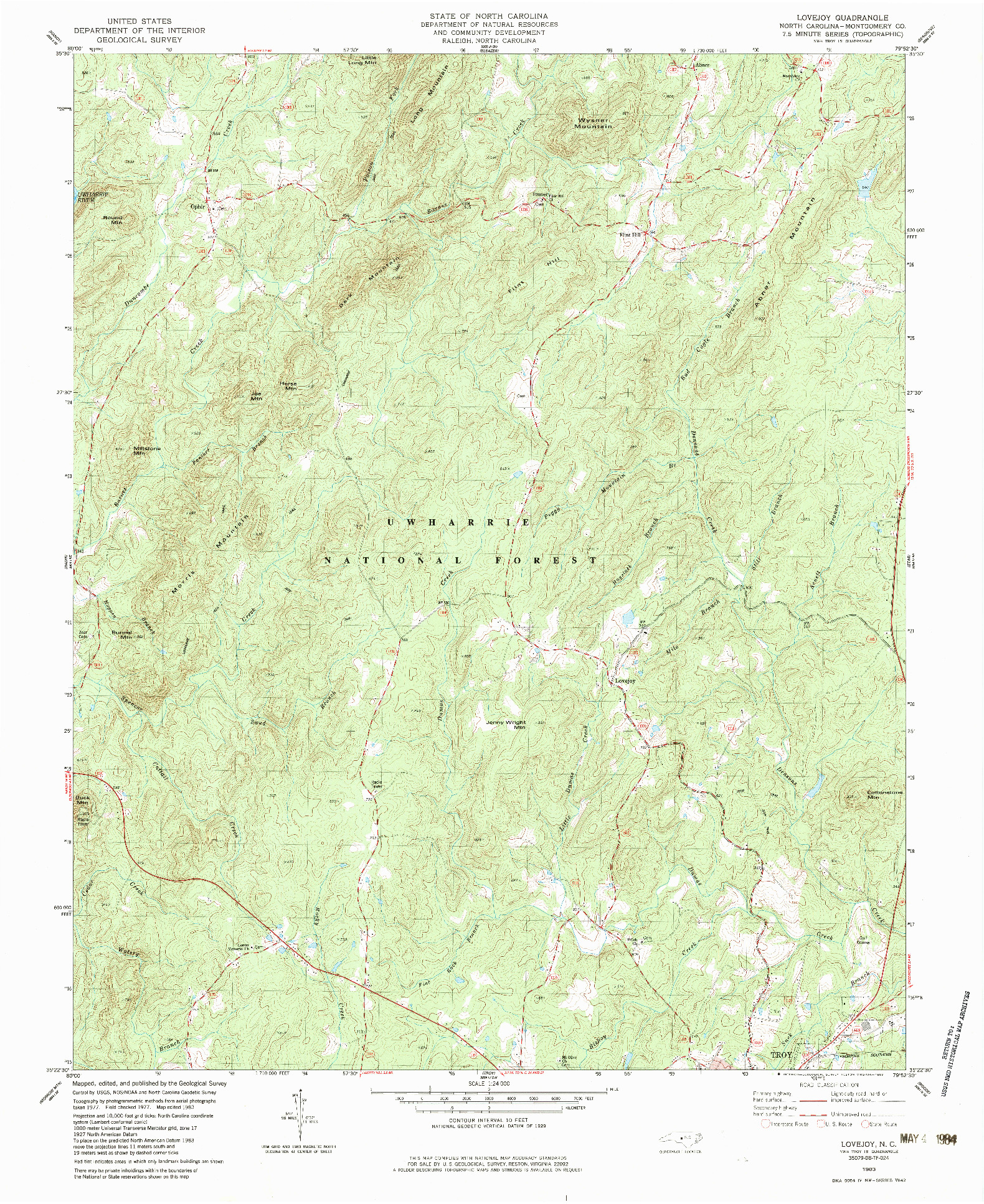 USGS 1:24000-SCALE QUADRANGLE FOR LOVEJOY, NC 1983