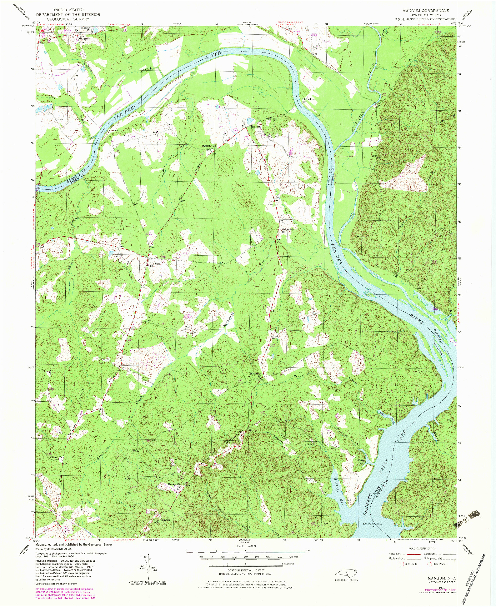 USGS 1:24000-SCALE QUADRANGLE FOR MANGUM, NC 1956