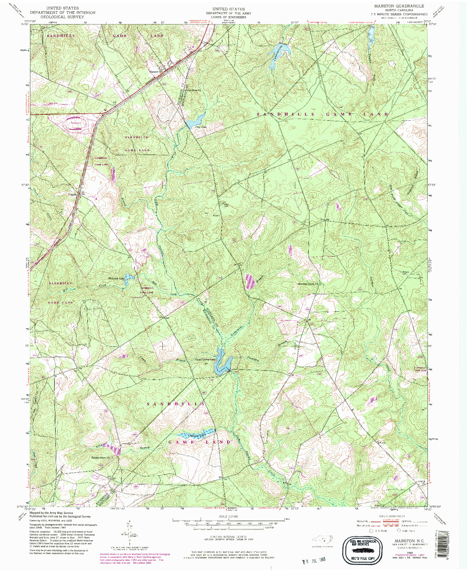 USGS 1:24000-SCALE QUADRANGLE FOR MARSTON, NC 1949