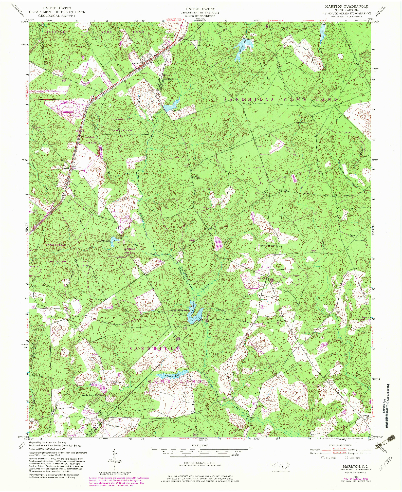 USGS 1:24000-SCALE QUADRANGLE FOR MARSTON, NC 1949