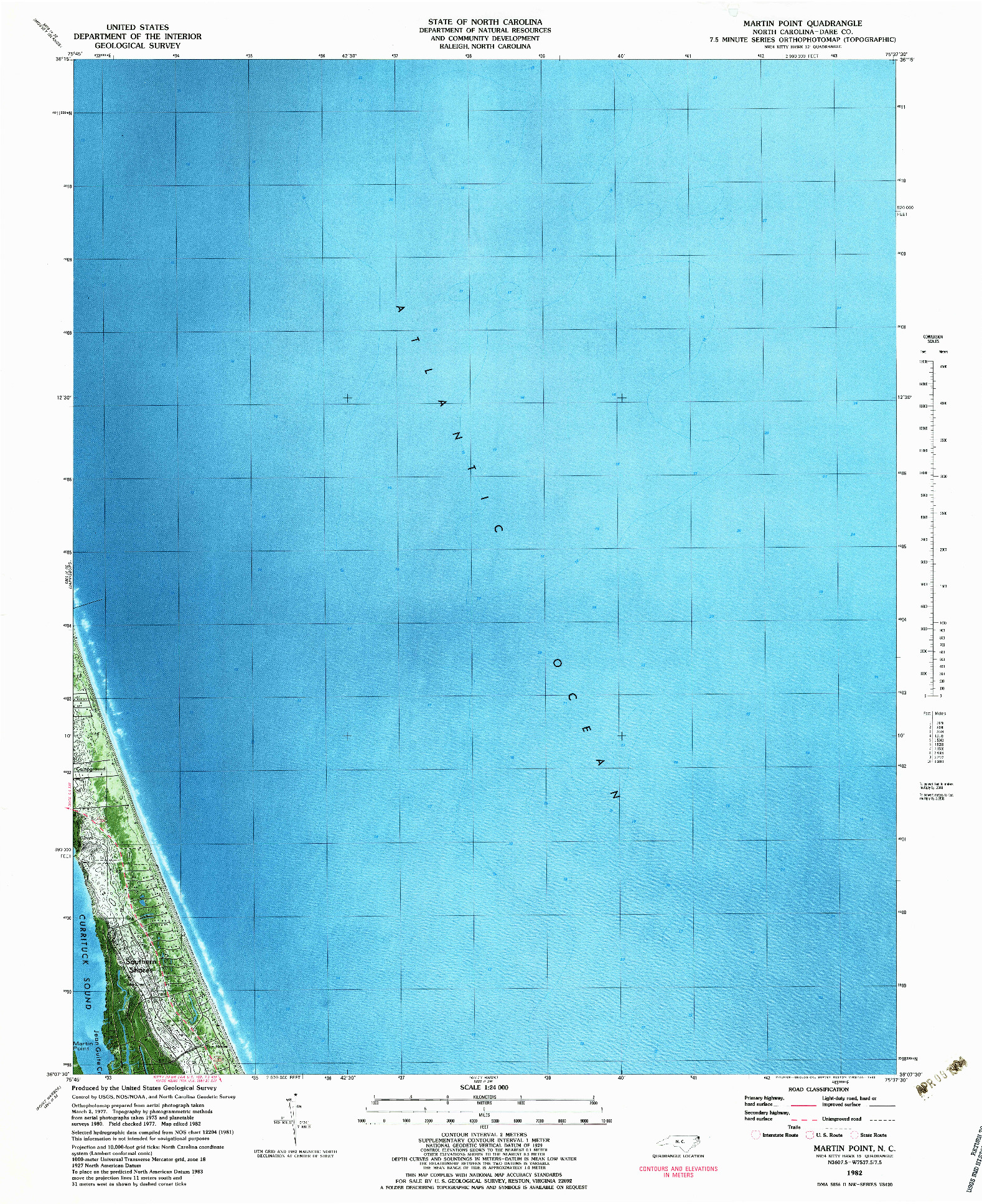 USGS 1:24000-SCALE QUADRANGLE FOR MARTIN POINT, NC 1982