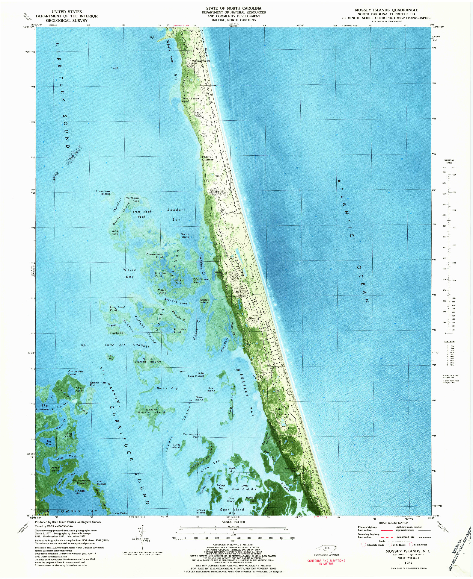 USGS 1:24000-SCALE QUADRANGLE FOR MOSSEY ISLANDS, NC 1982