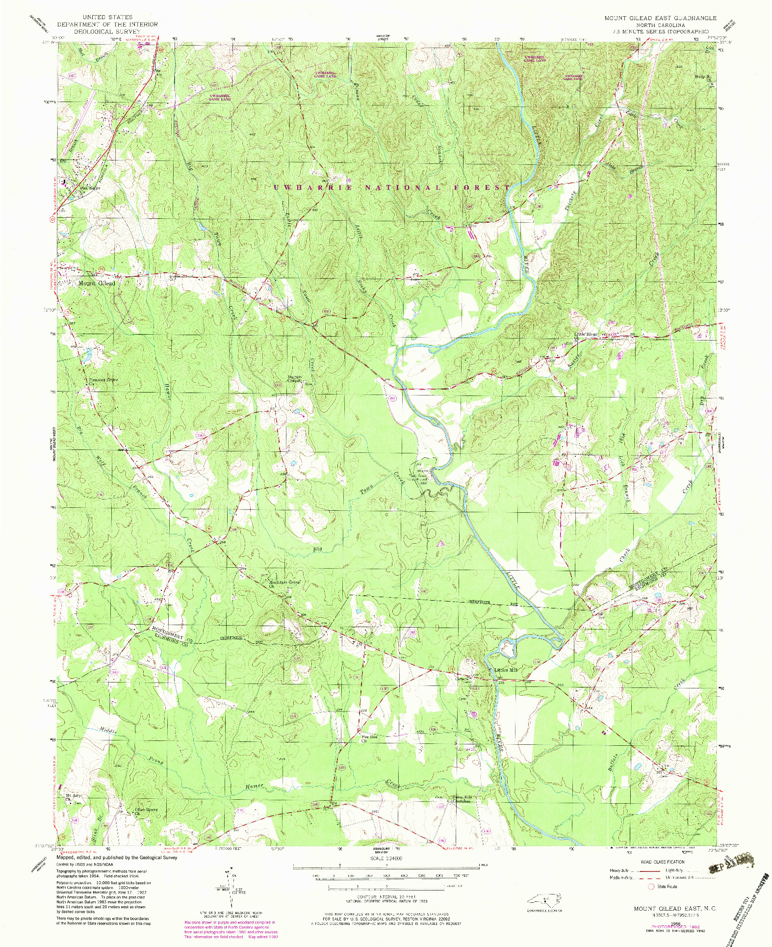 USGS 1:24000-SCALE QUADRANGLE FOR MOUNT GILEAD EAST, NC 1956