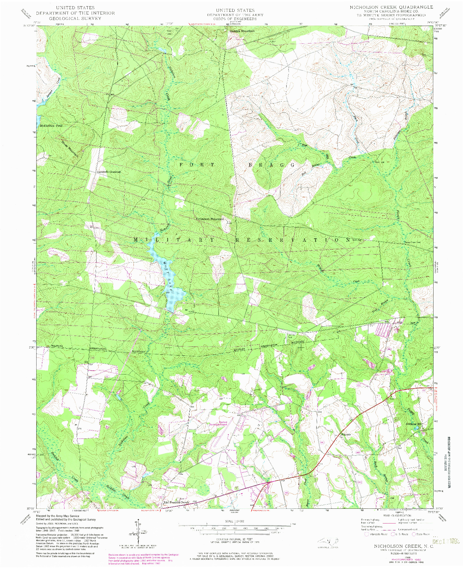 USGS 1:24000-SCALE QUADRANGLE FOR NICHOLSON CREEK, NC 1948