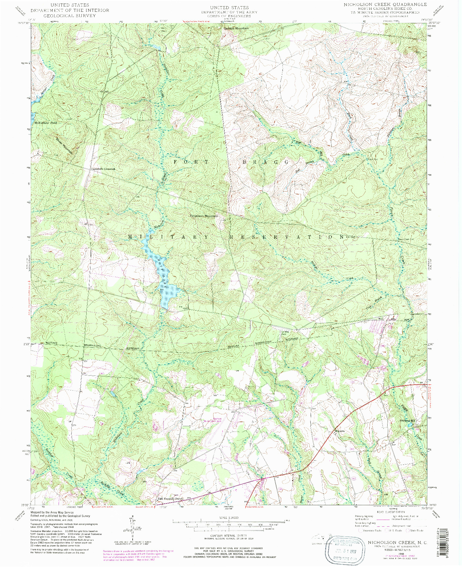 USGS 1:24000-SCALE QUADRANGLE FOR NICHOLSON CREEK, NC 1948