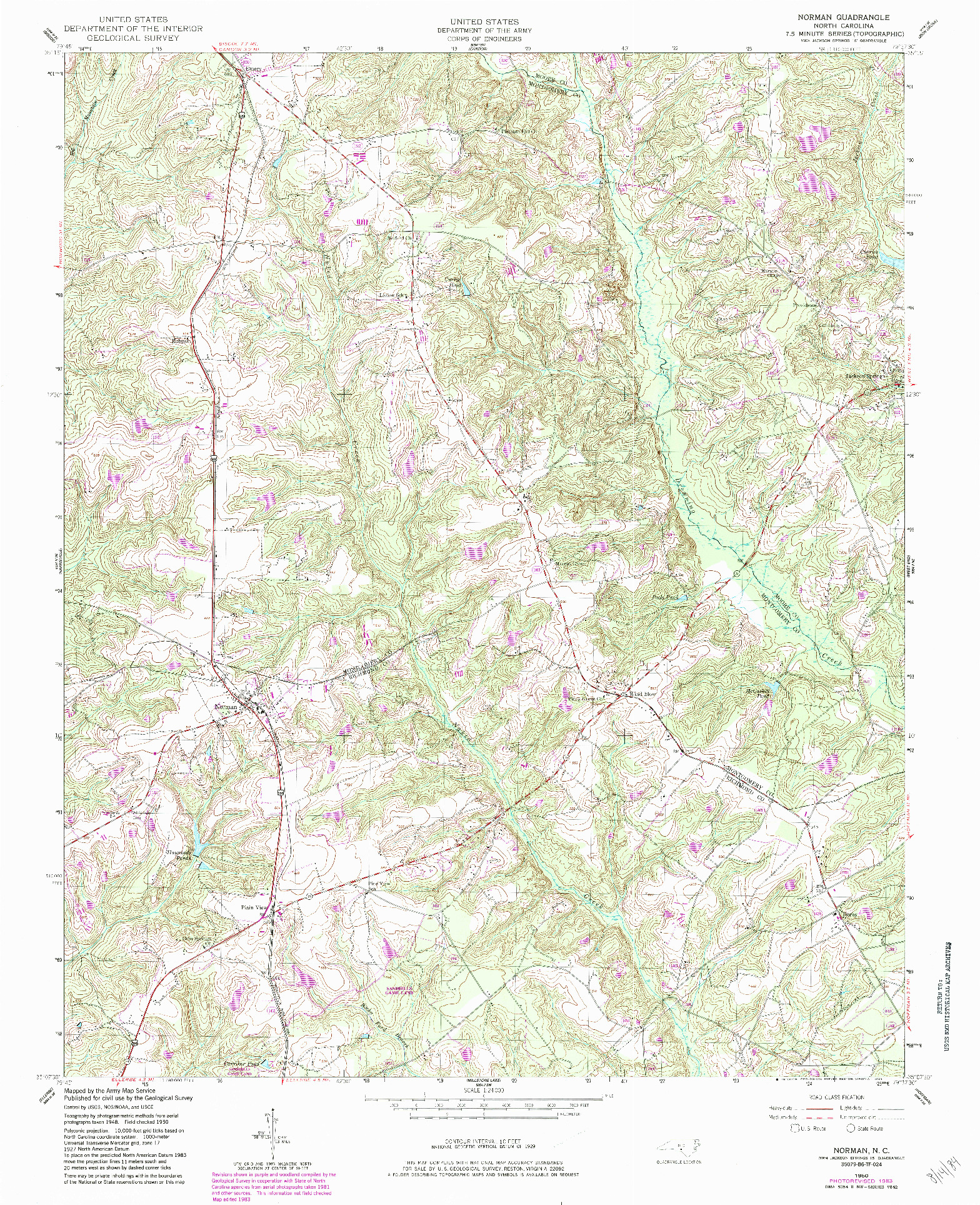 USGS 1:24000-SCALE QUADRANGLE FOR NORMAN, NC 1950
