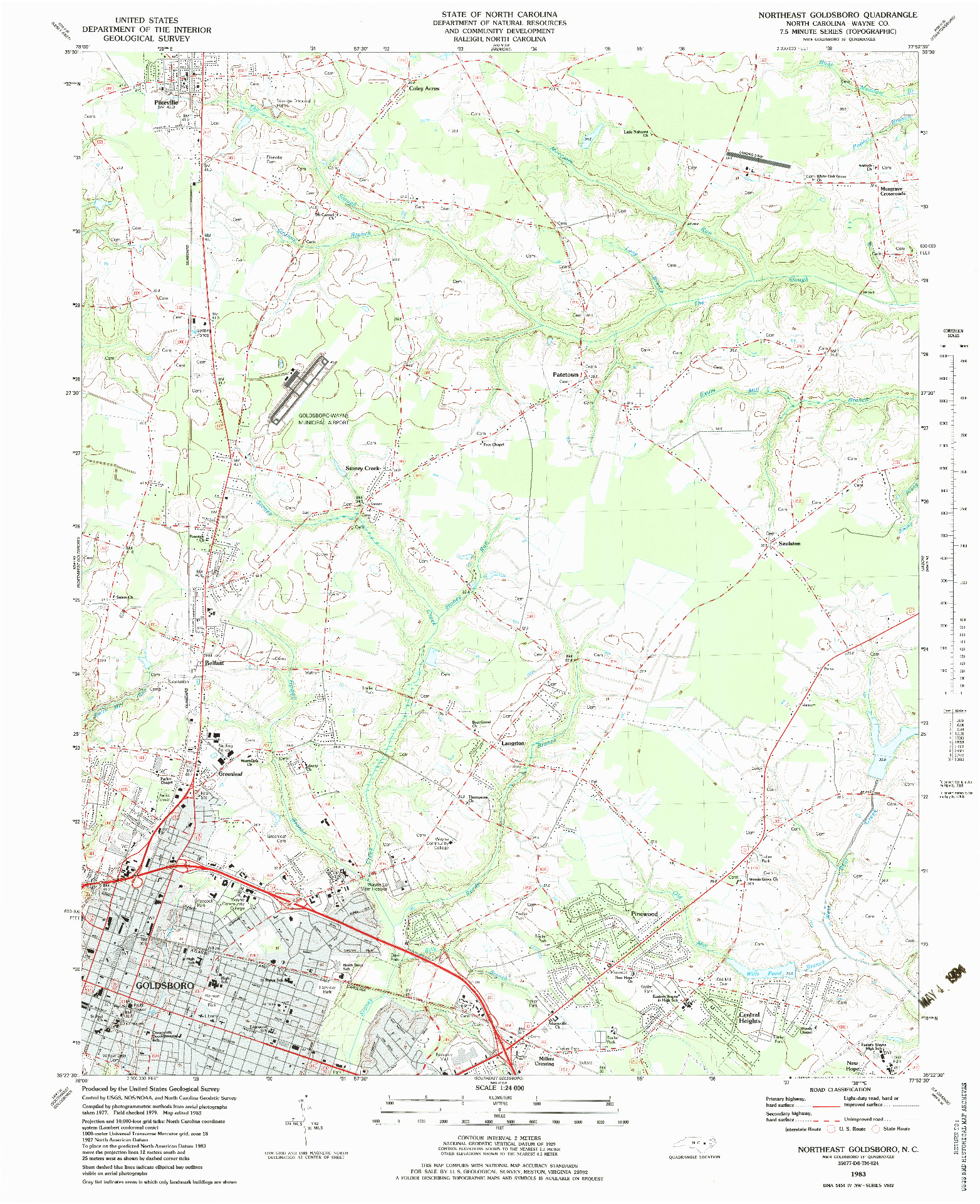 USGS 1:24000-SCALE QUADRANGLE FOR NORTHEAST GOLDSBORO, NC 1983