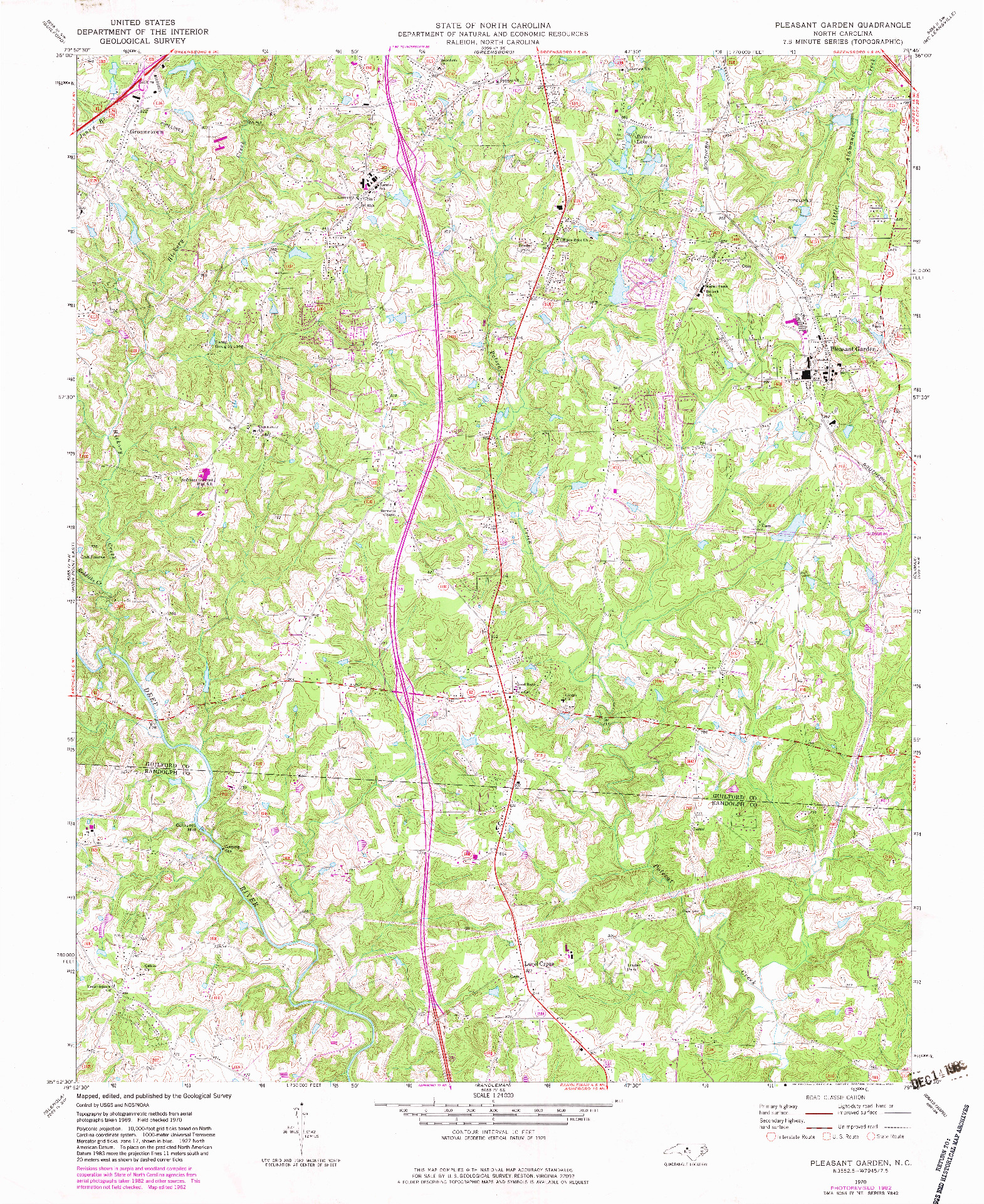 USGS 1:24000-SCALE QUADRANGLE FOR PLEASANT GARDEN, NC 1970