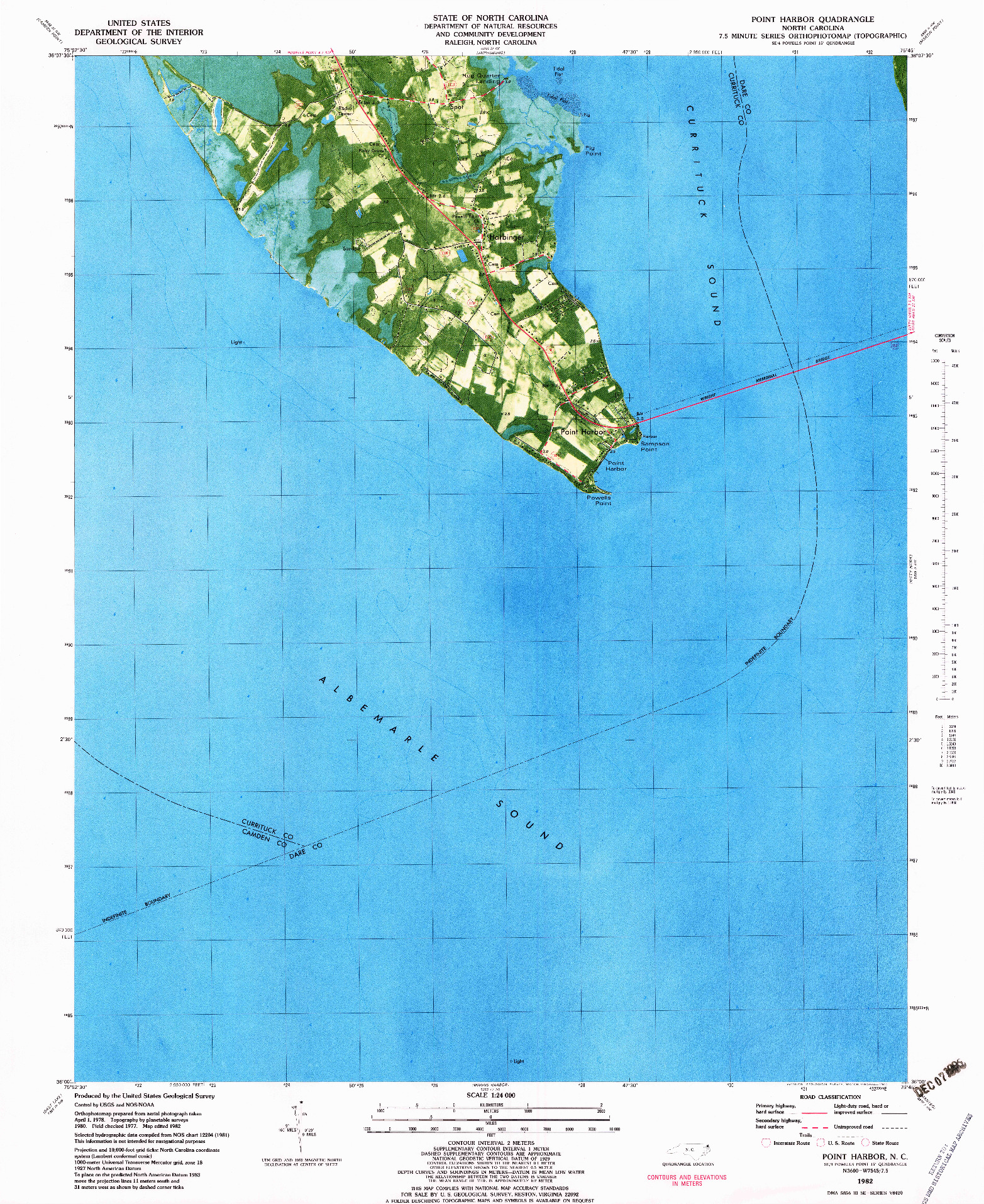 USGS 1:24000-SCALE QUADRANGLE FOR POINT HARBOR, NC 1982