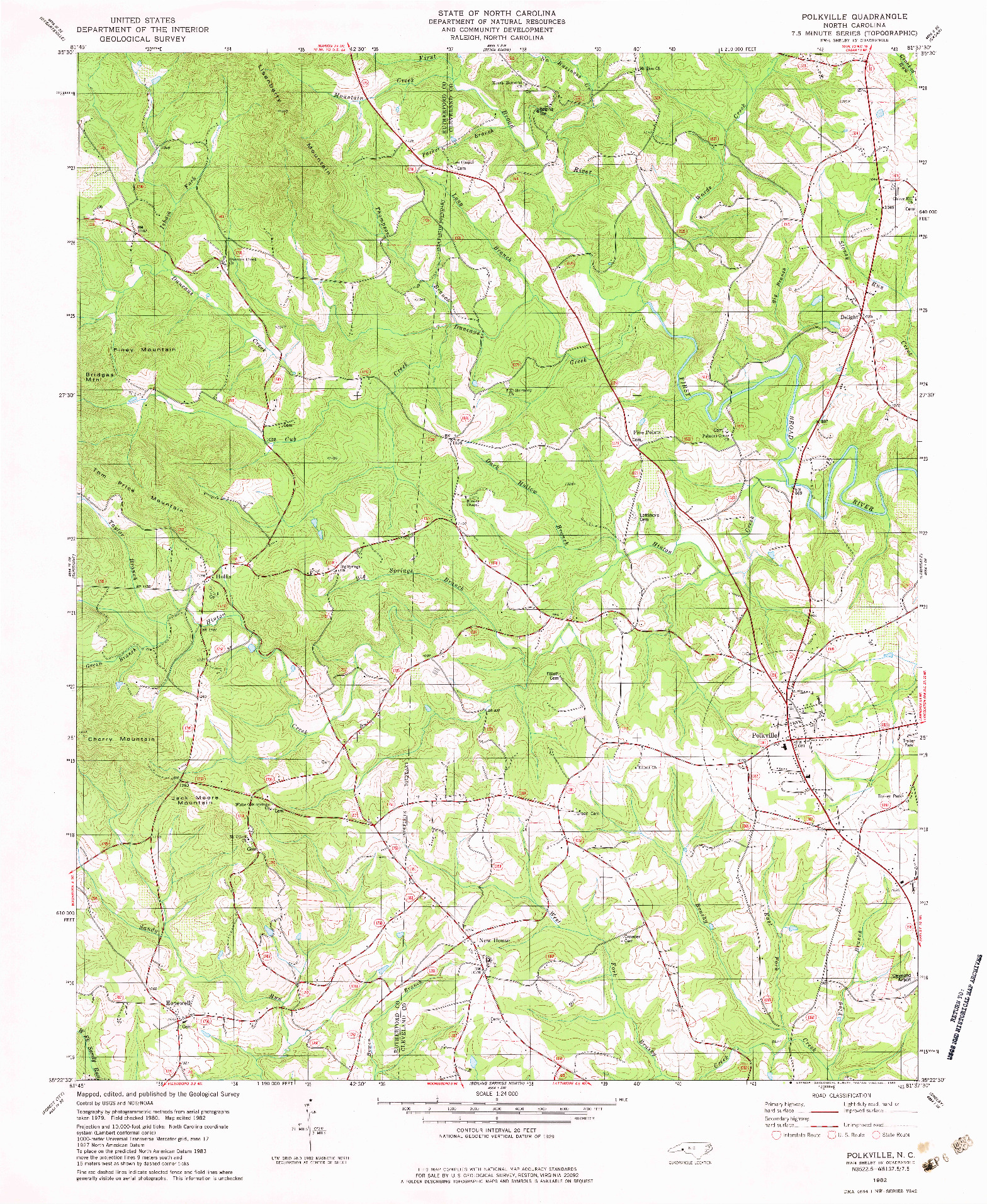 USGS 1:24000-SCALE QUADRANGLE FOR POLKVILLE, NC 1982