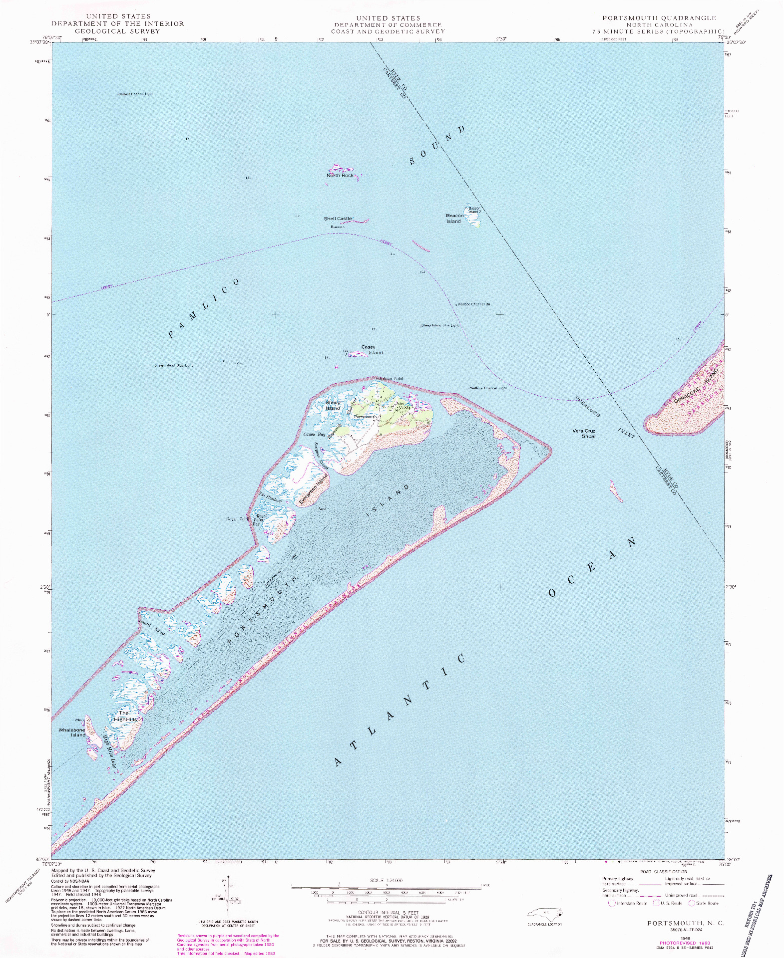 USGS 1:24000-SCALE QUADRANGLE FOR PORTSMOUTH, NC 1948
