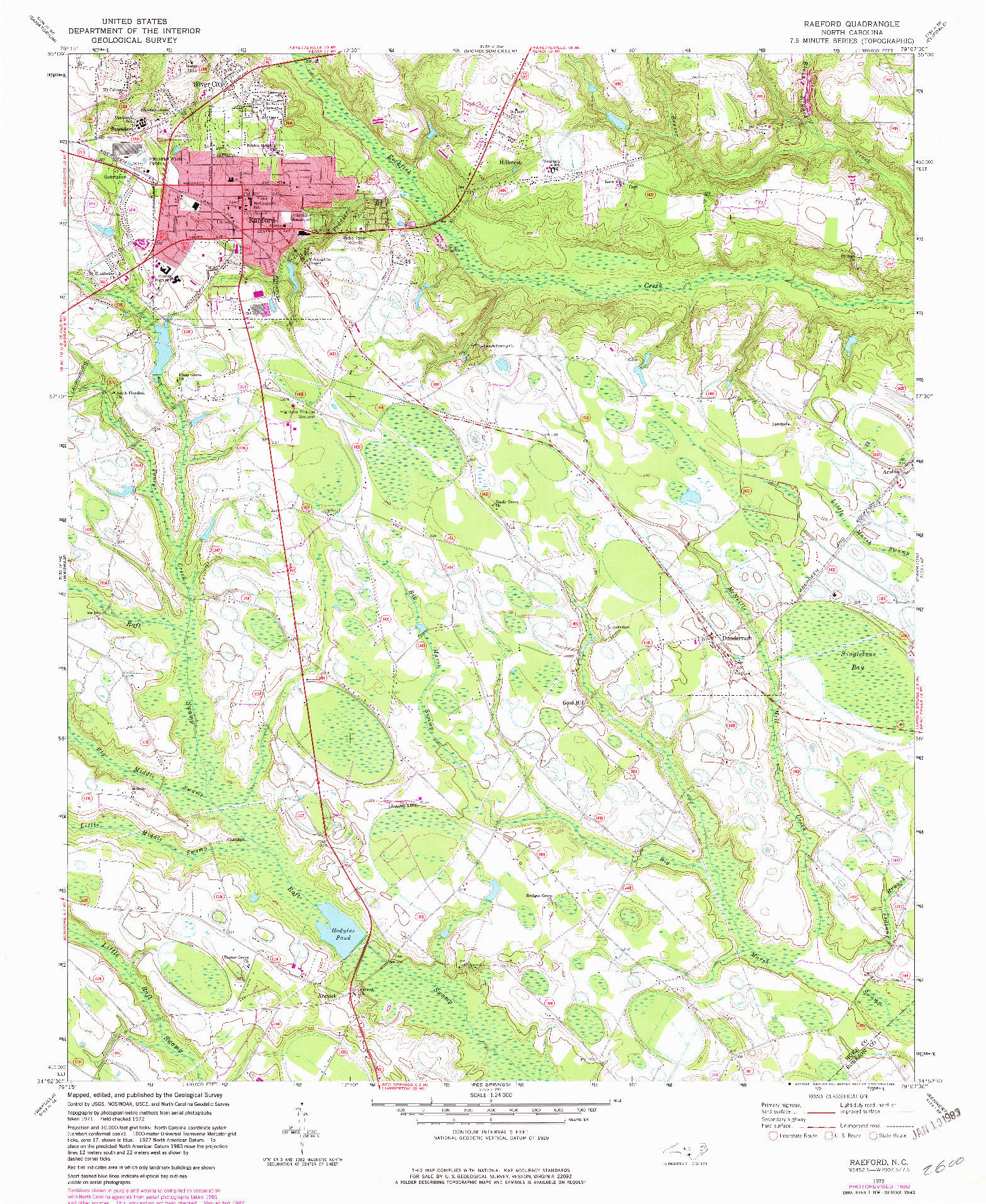 USGS 1:24000-SCALE QUADRANGLE FOR RAEFORD, NC 1972