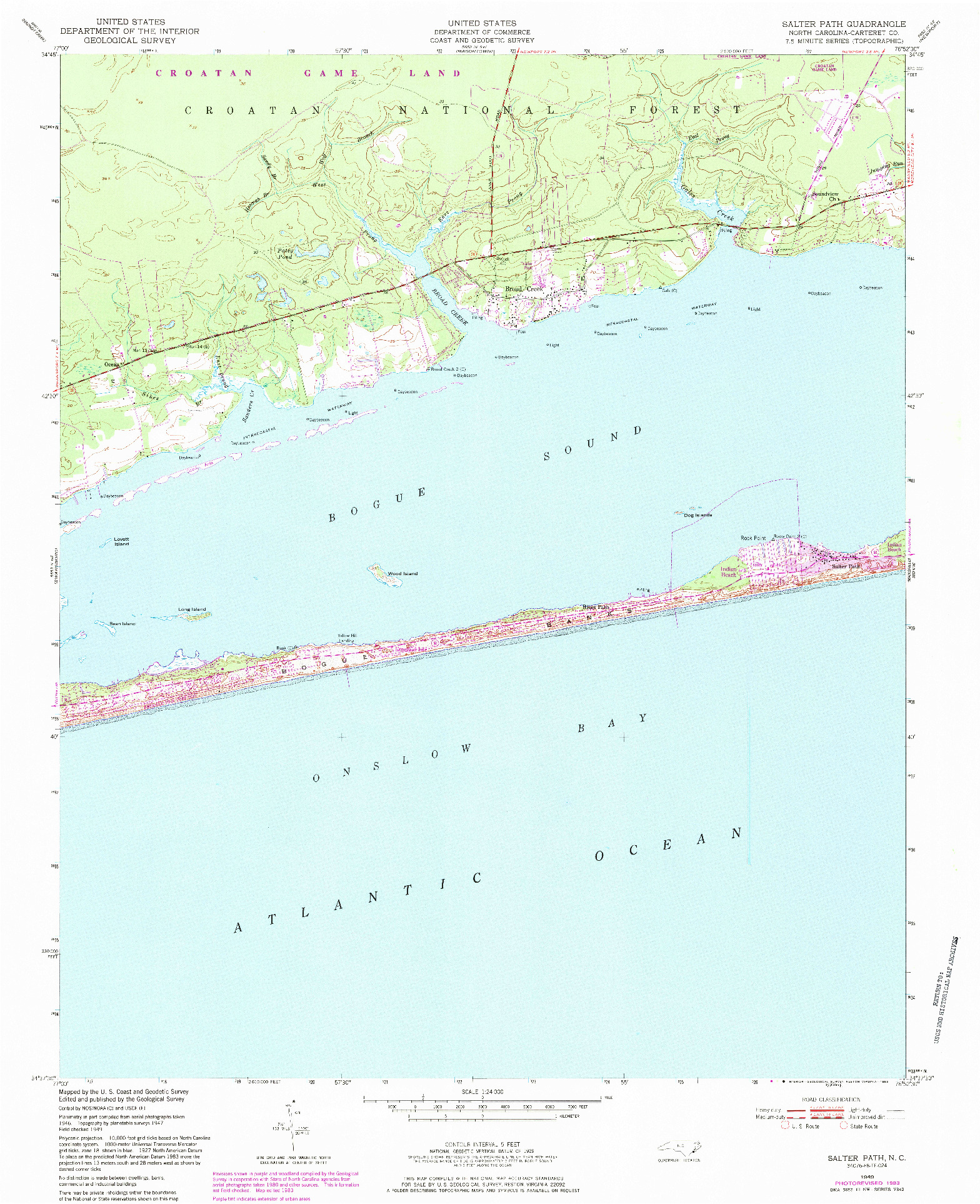 USGS 1:24000-SCALE QUADRANGLE FOR SALTER PATH, NC 1949