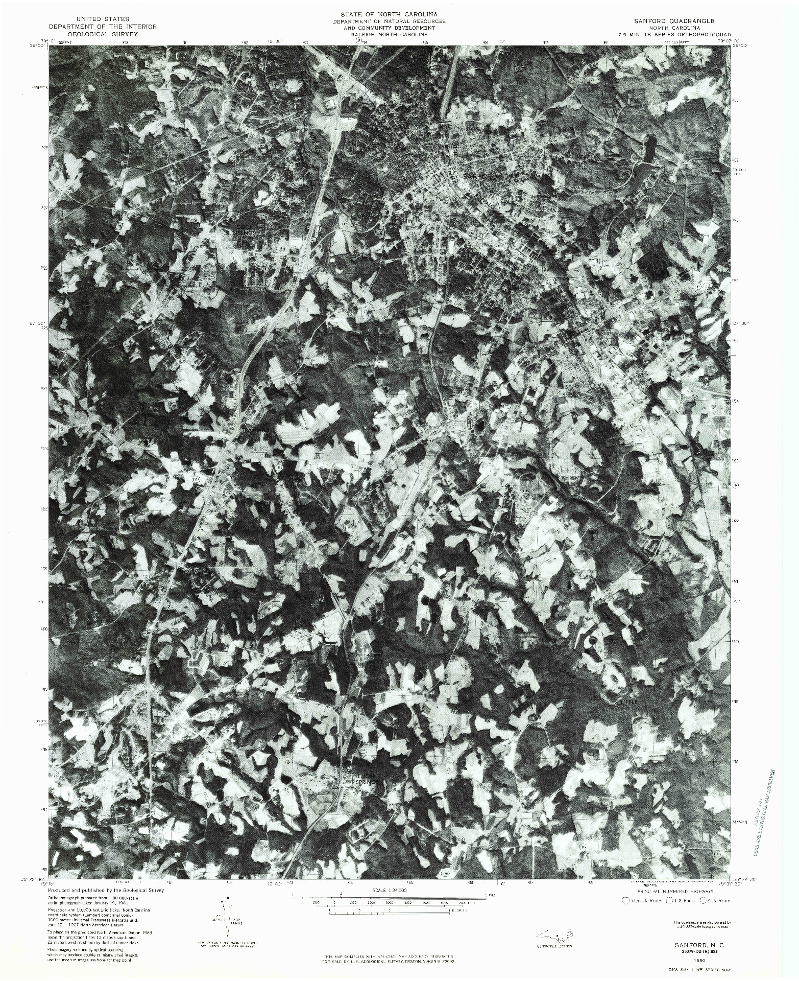 USGS 1:24000-SCALE QUADRANGLE FOR SANFORD, NC 1980