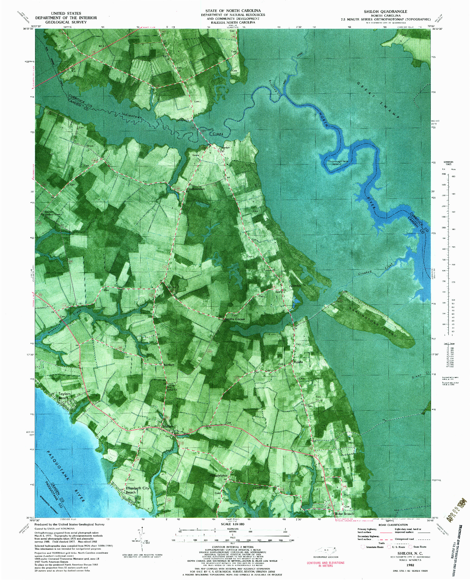 USGS 1:24000-SCALE QUADRANGLE FOR SHILOH, NC 1982