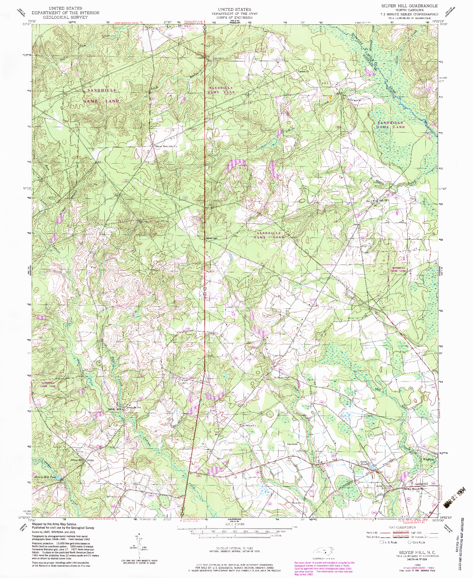 USGS 1:24000-SCALE QUADRANGLE FOR SILVER HILL, NC 1949