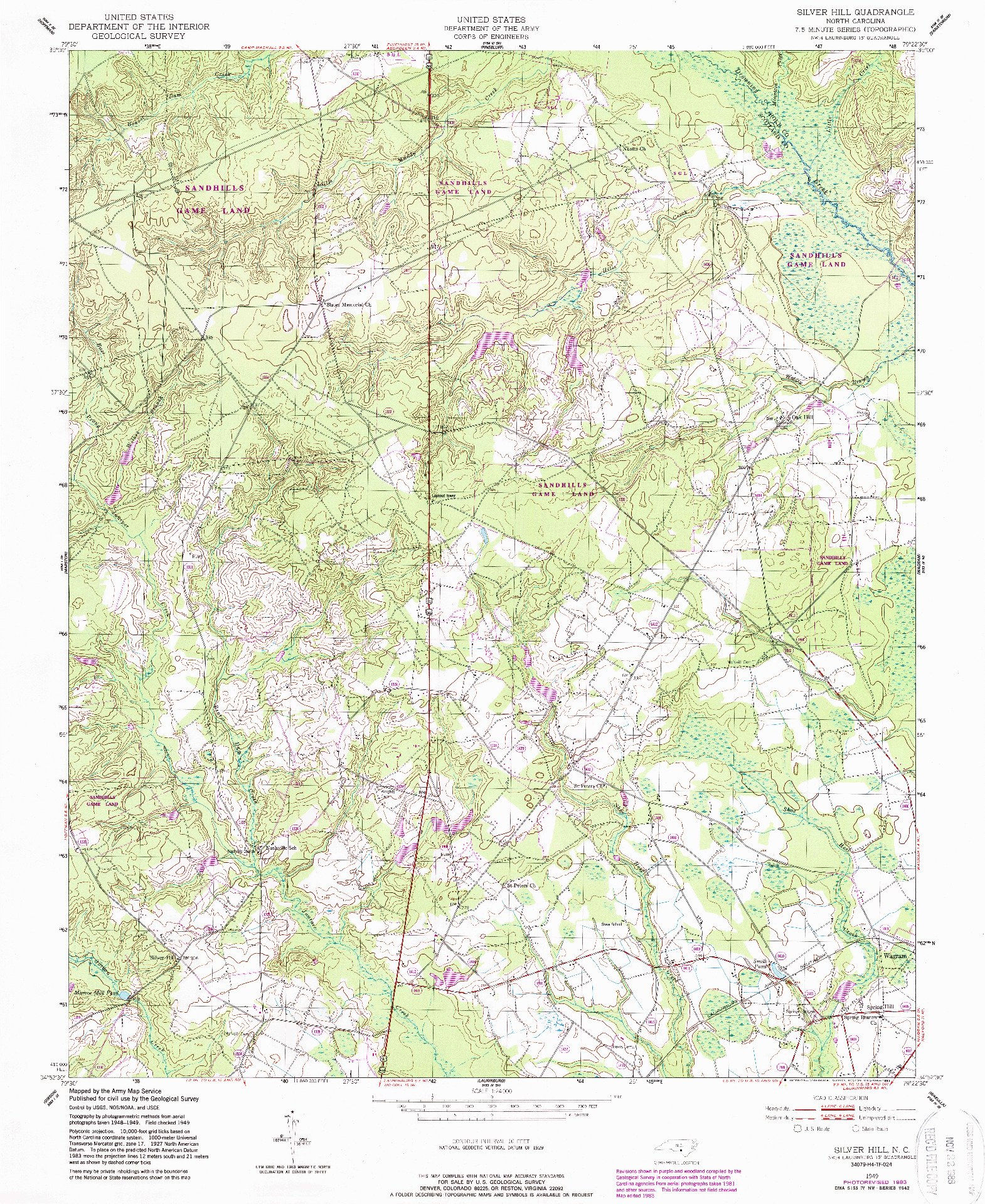 USGS 1:24000-SCALE QUADRANGLE FOR SILVER HILL, NC 1949