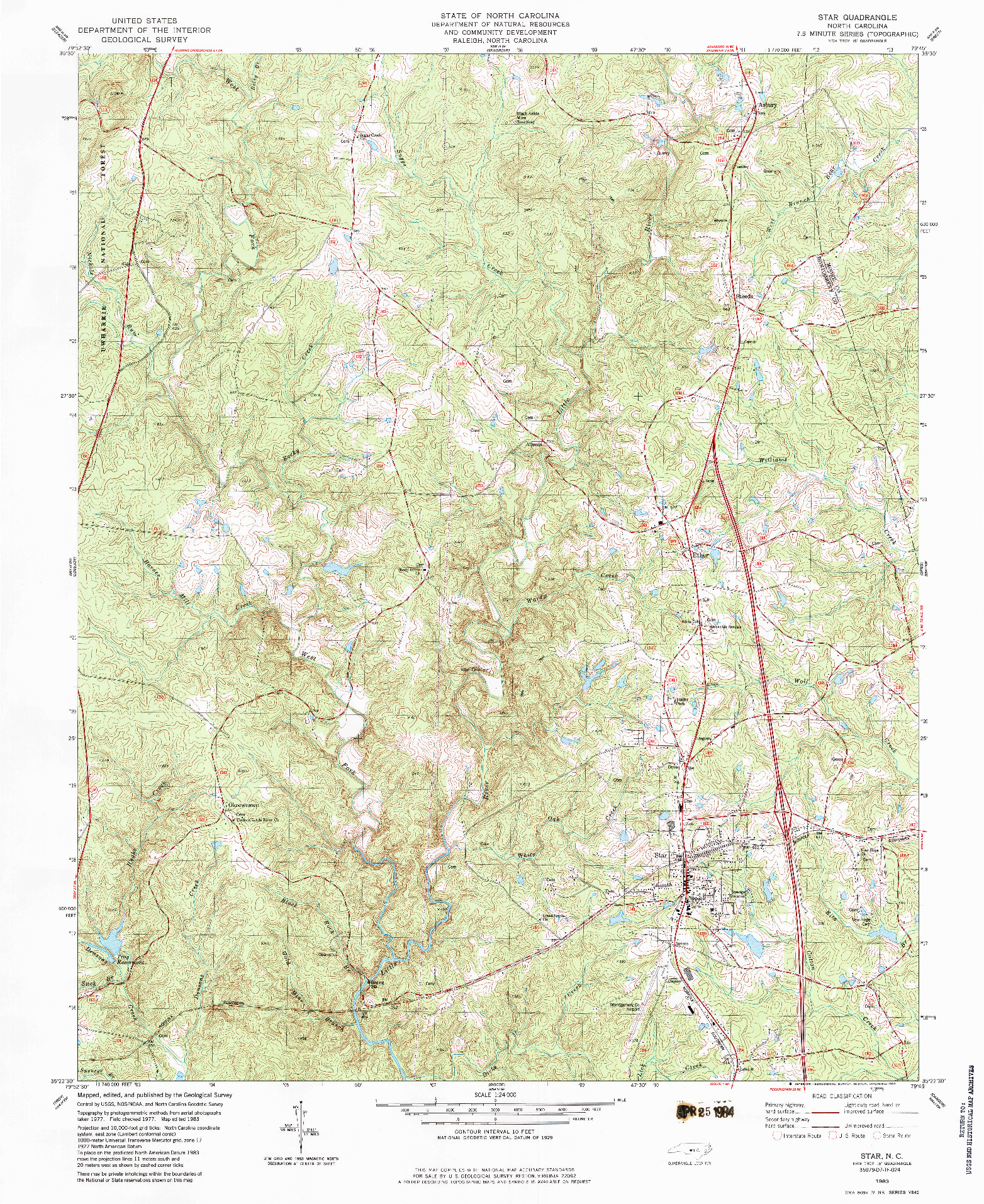 USGS 1:24000-SCALE QUADRANGLE FOR STAR, NC 1983