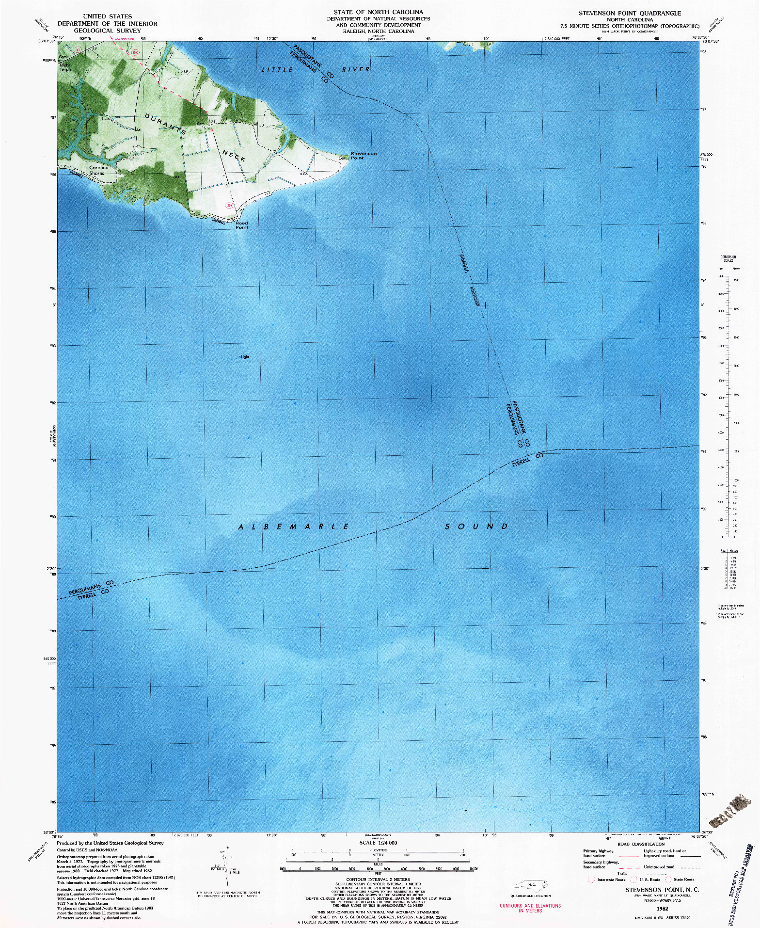 USGS 1:24000-SCALE QUADRANGLE FOR STEVENSON POINT, NC 1982