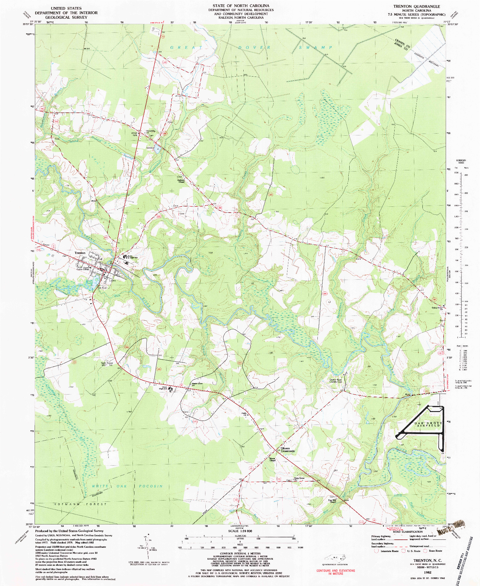 USGS 1:24000-SCALE QUADRANGLE FOR TRENTON, NC 1982