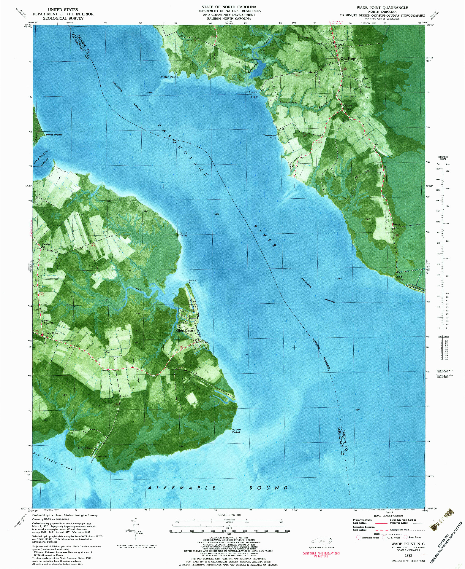 USGS 1:24000-SCALE QUADRANGLE FOR WADE POINT, NC 1982