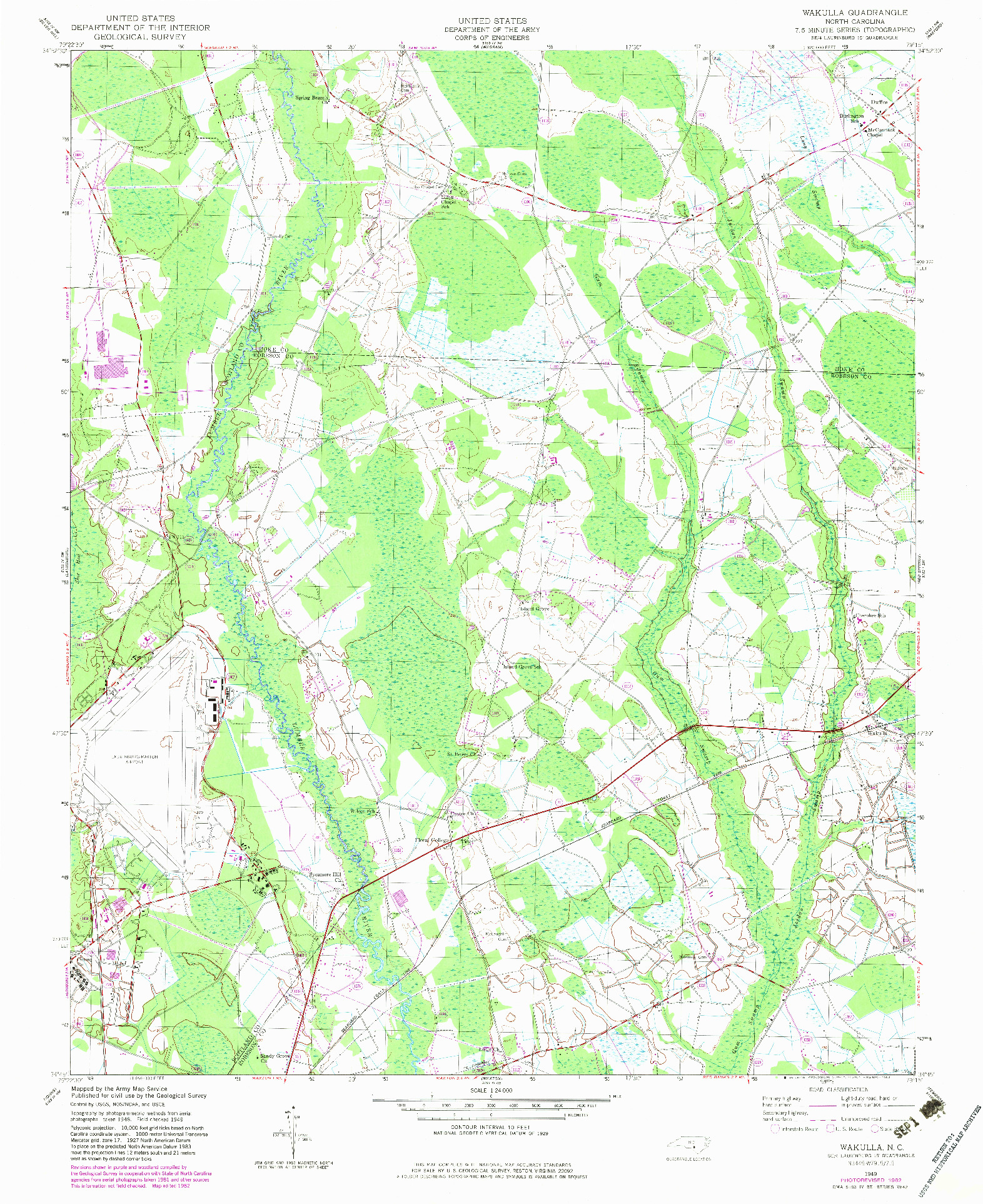 USGS 1:24000-SCALE QUADRANGLE FOR WAKULLA, NC 1949