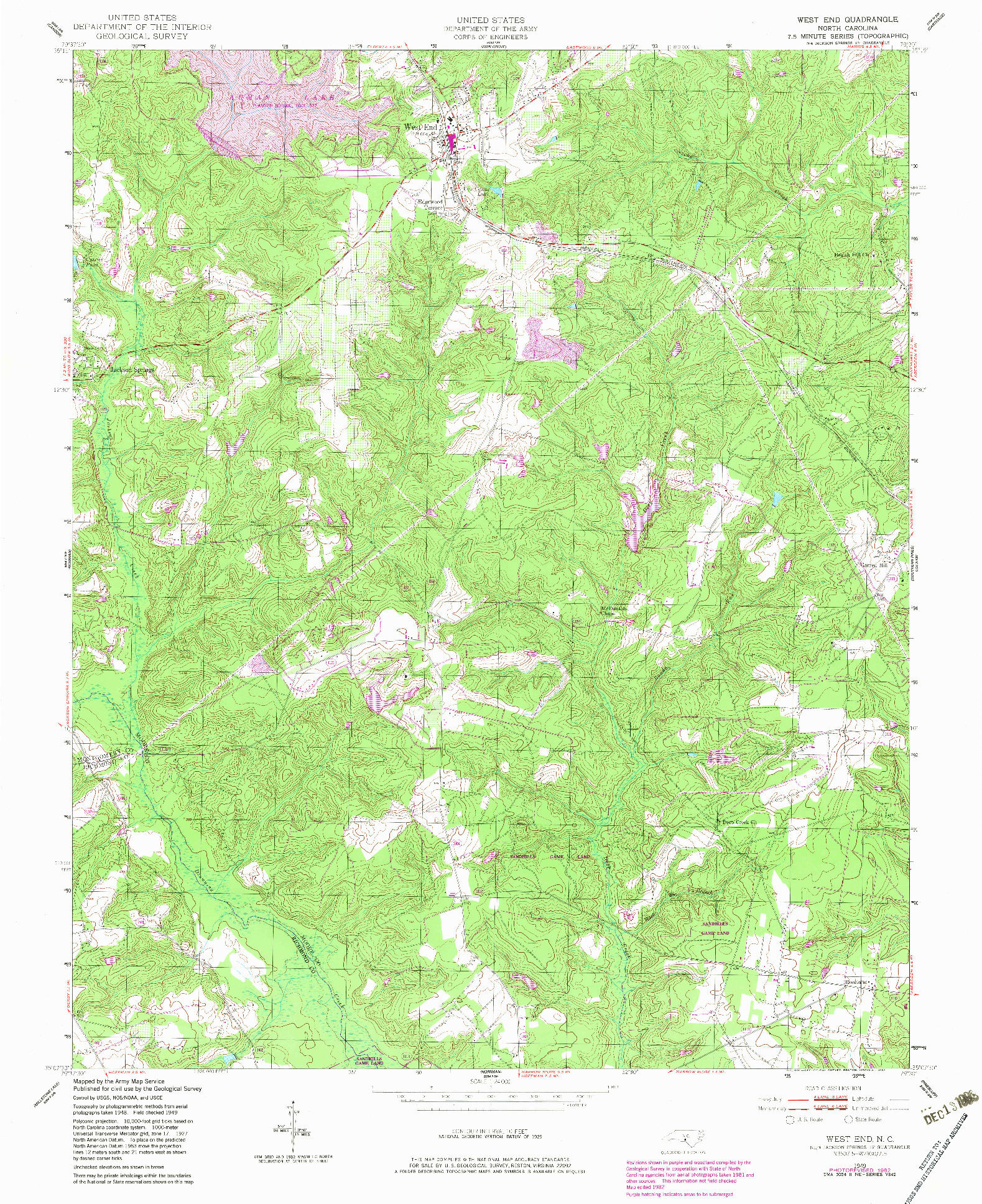 USGS 1:24000-SCALE QUADRANGLE FOR WEST END, NC 1949