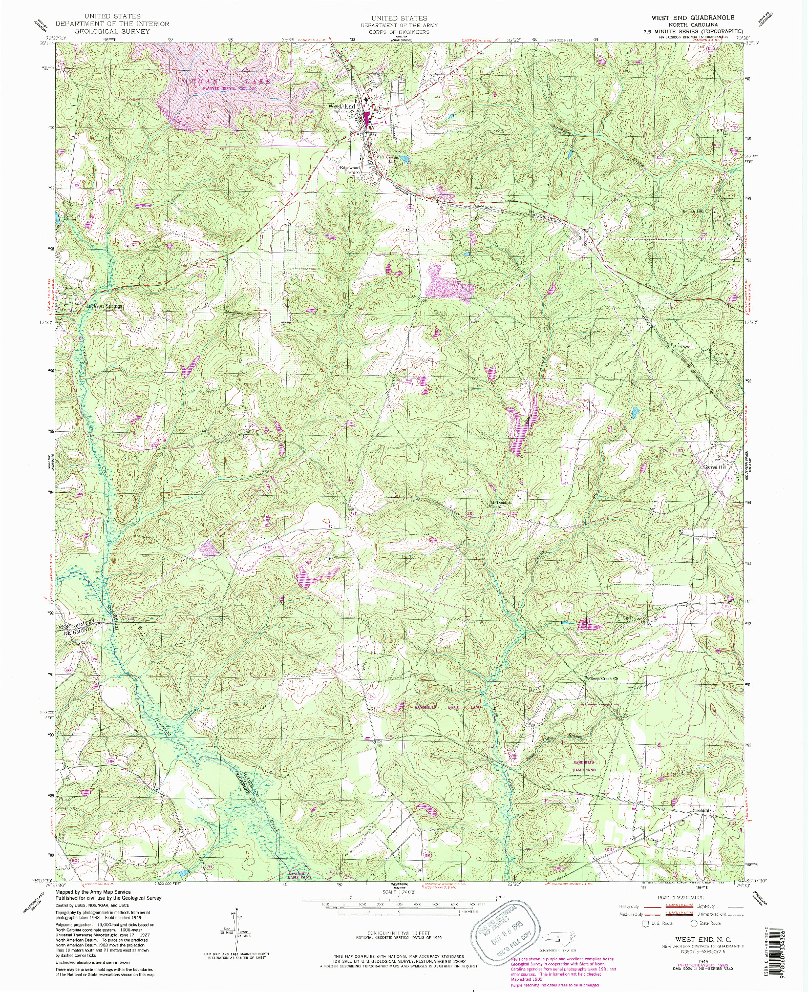 USGS 1:24000-SCALE QUADRANGLE FOR WEST END, NC 1949