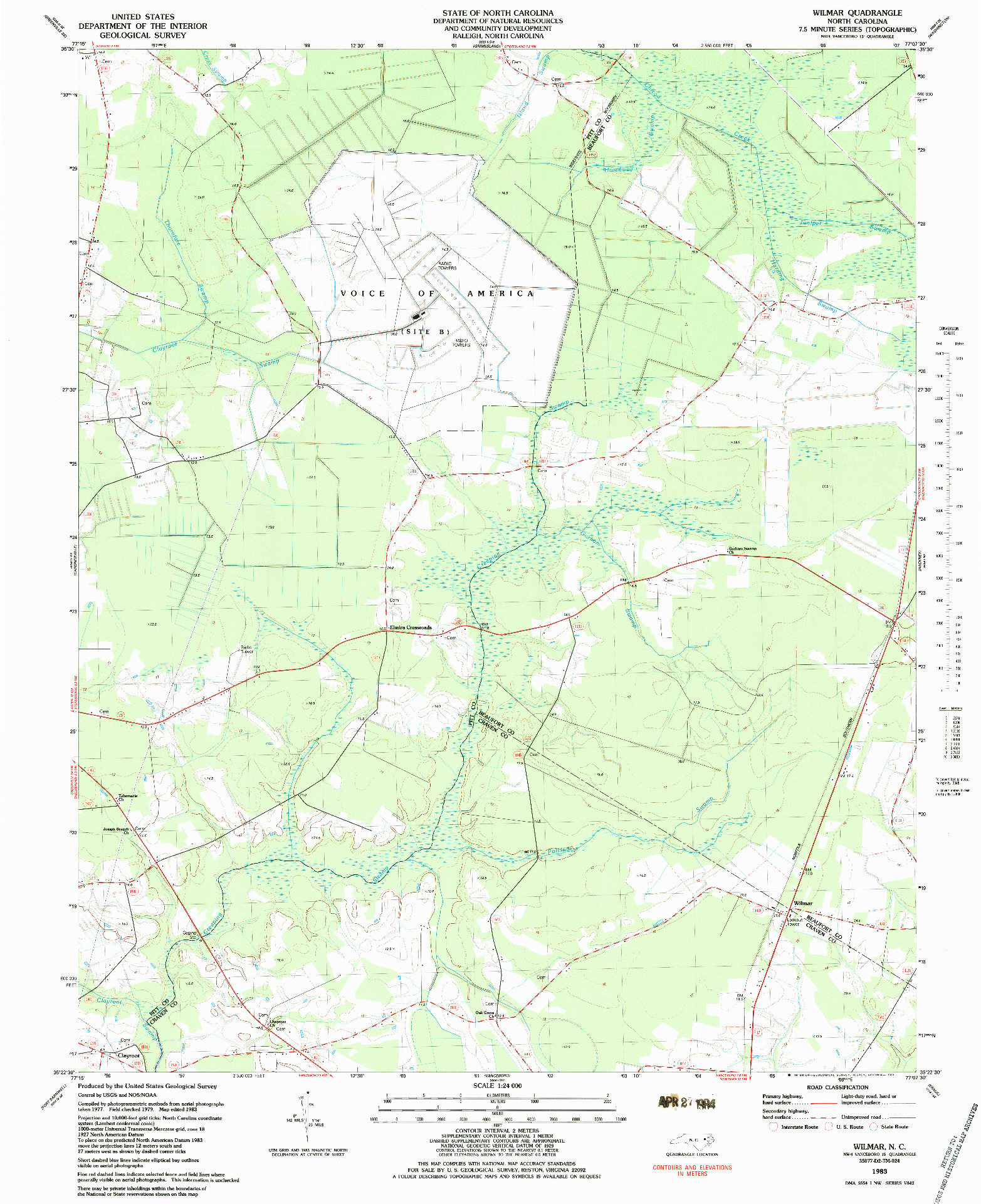 USGS 1:24000-SCALE QUADRANGLE FOR WILMAR, NC 1983