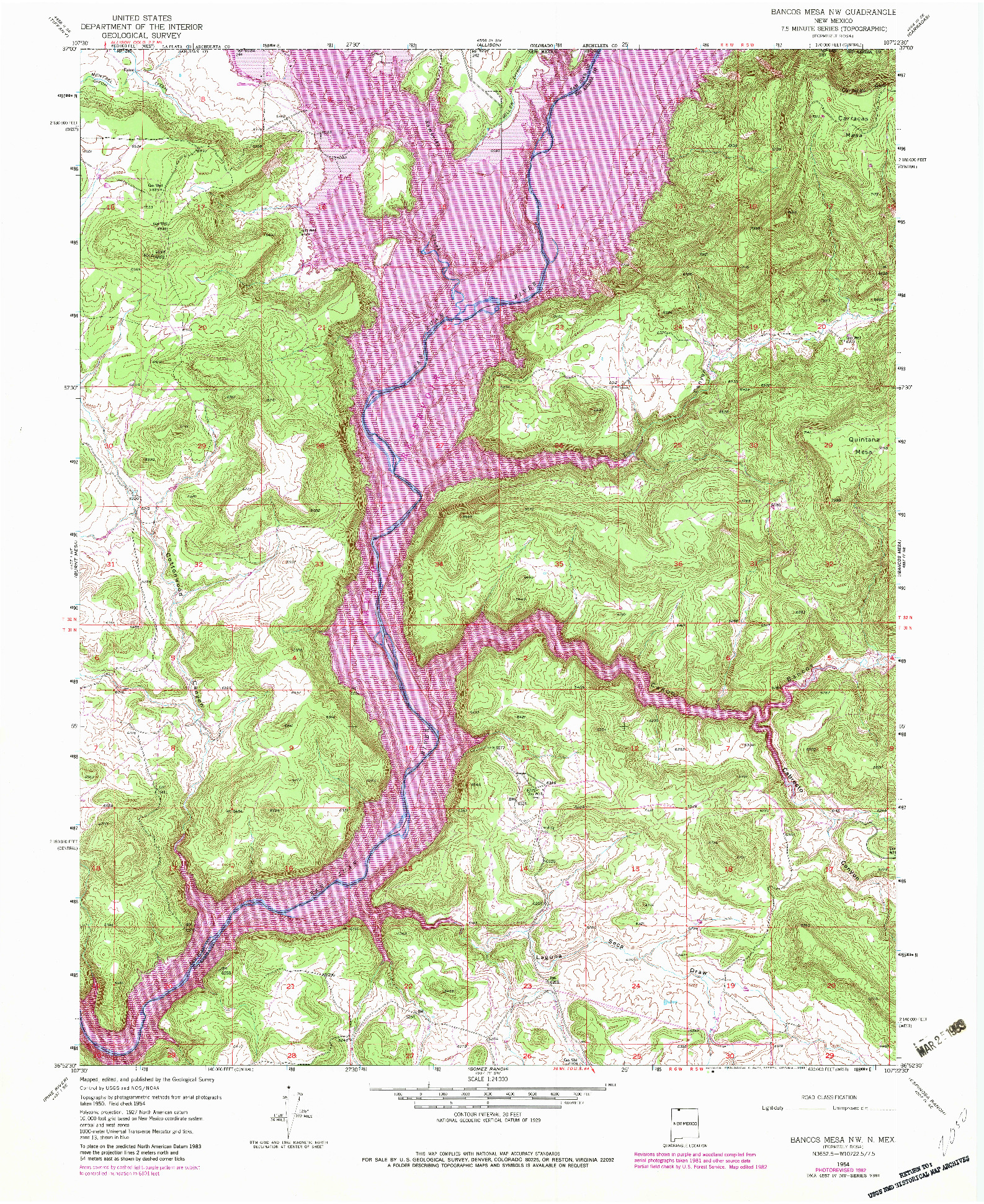 USGS 1:24000-SCALE QUADRANGLE FOR BANCOS MESA NW, NM 1954