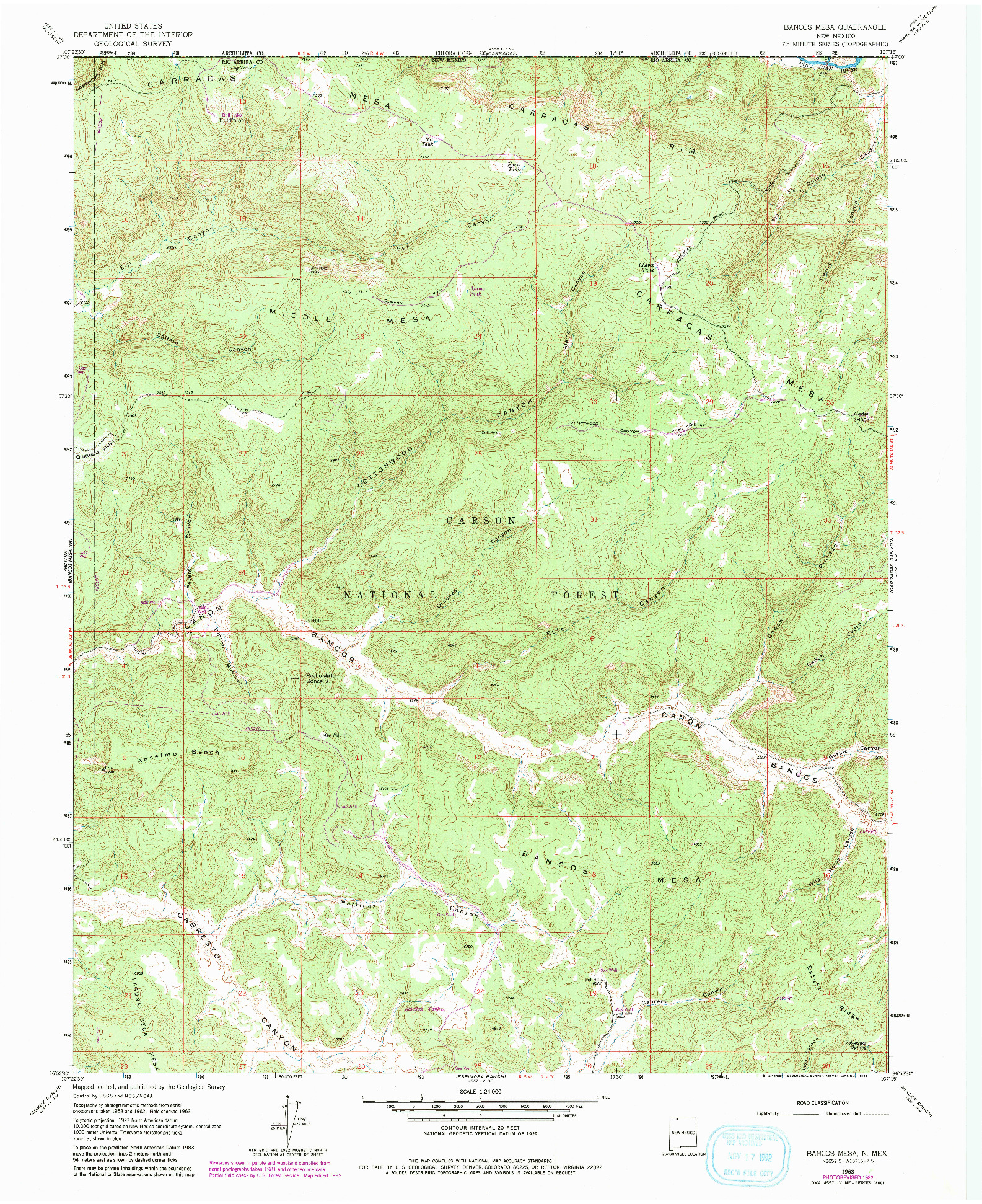 USGS 1:24000-SCALE QUADRANGLE FOR BANCOS MESA, NM 1963