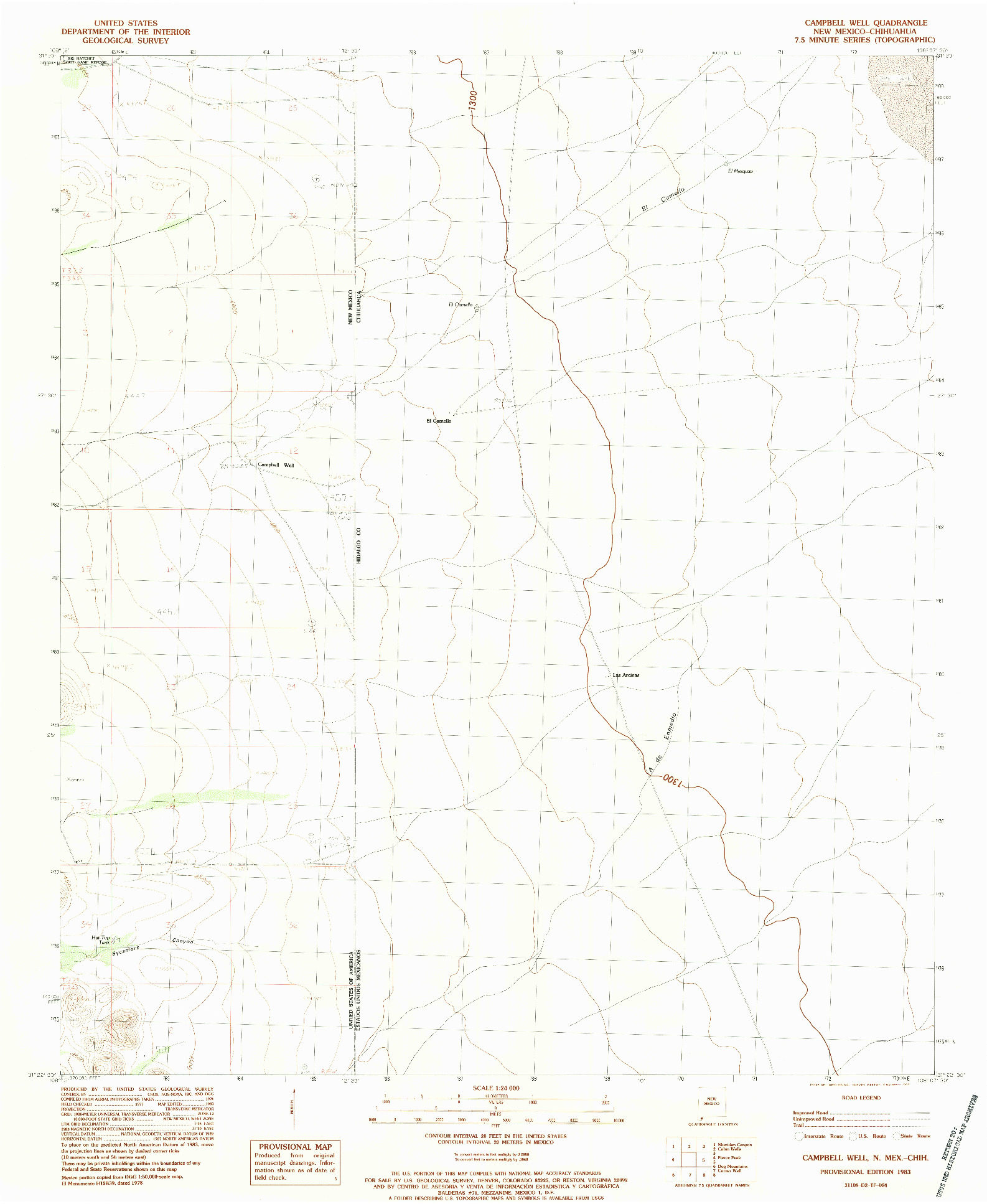 USGS 1:24000-SCALE QUADRANGLE FOR CAMPBELL WELL, NM 1983