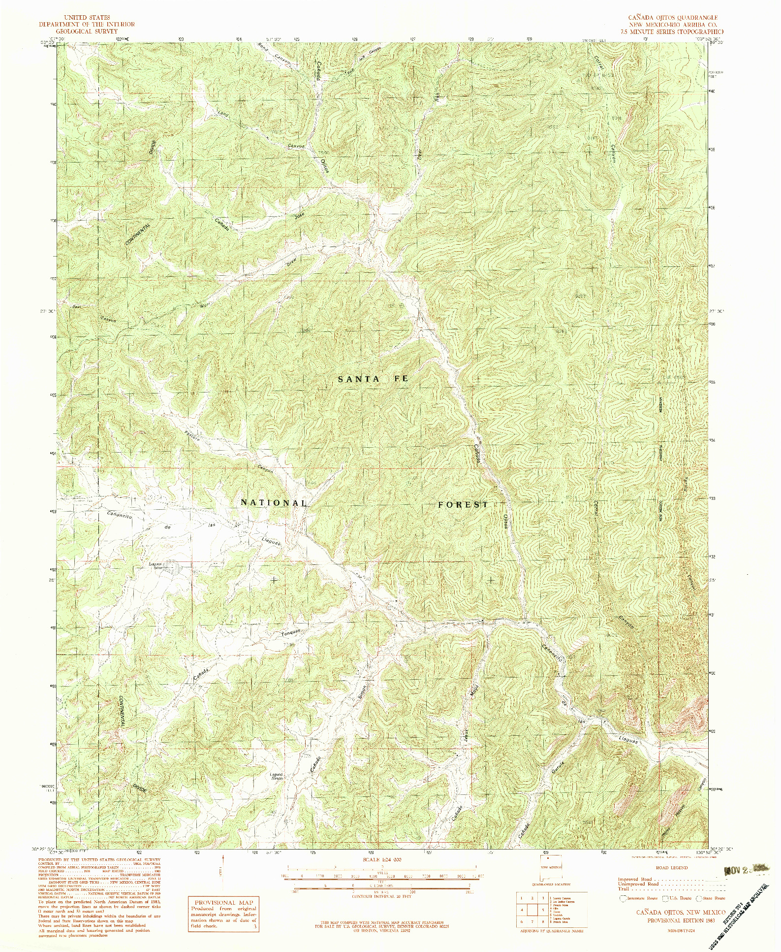 USGS 1:24000-SCALE QUADRANGLE FOR CANADA OJITOS, NM 1983