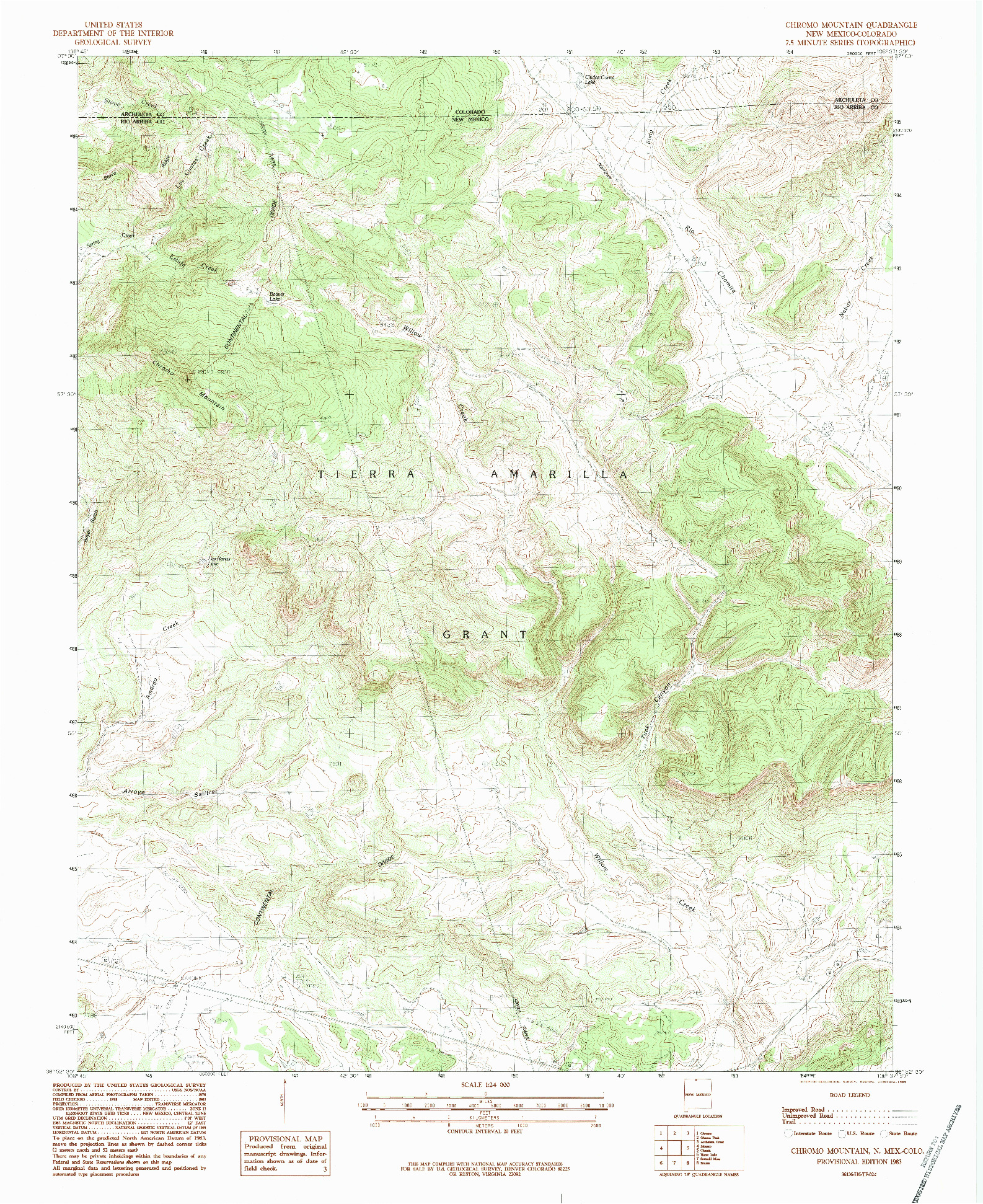 USGS 1:24000-SCALE QUADRANGLE FOR CHROMO MOUNTAIN, NM 1983