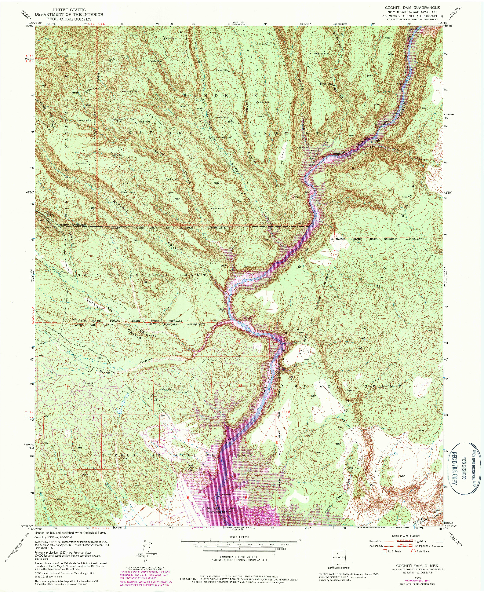 USGS 1:24000-SCALE QUADRANGLE FOR COCHITI DAM, NM 1953