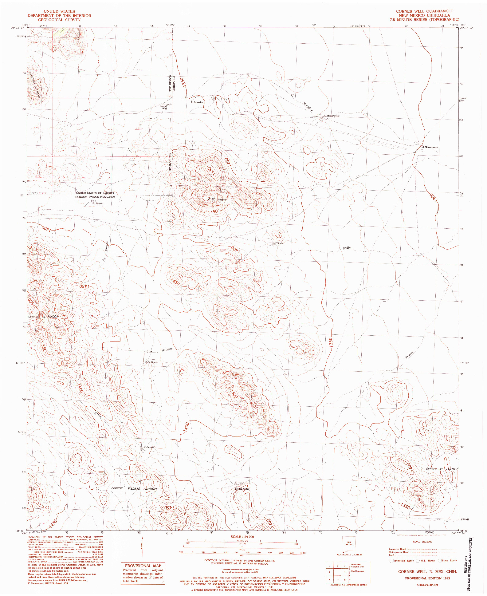 USGS 1:24000-SCALE QUADRANGLE FOR CORNER WELL, NM 1983