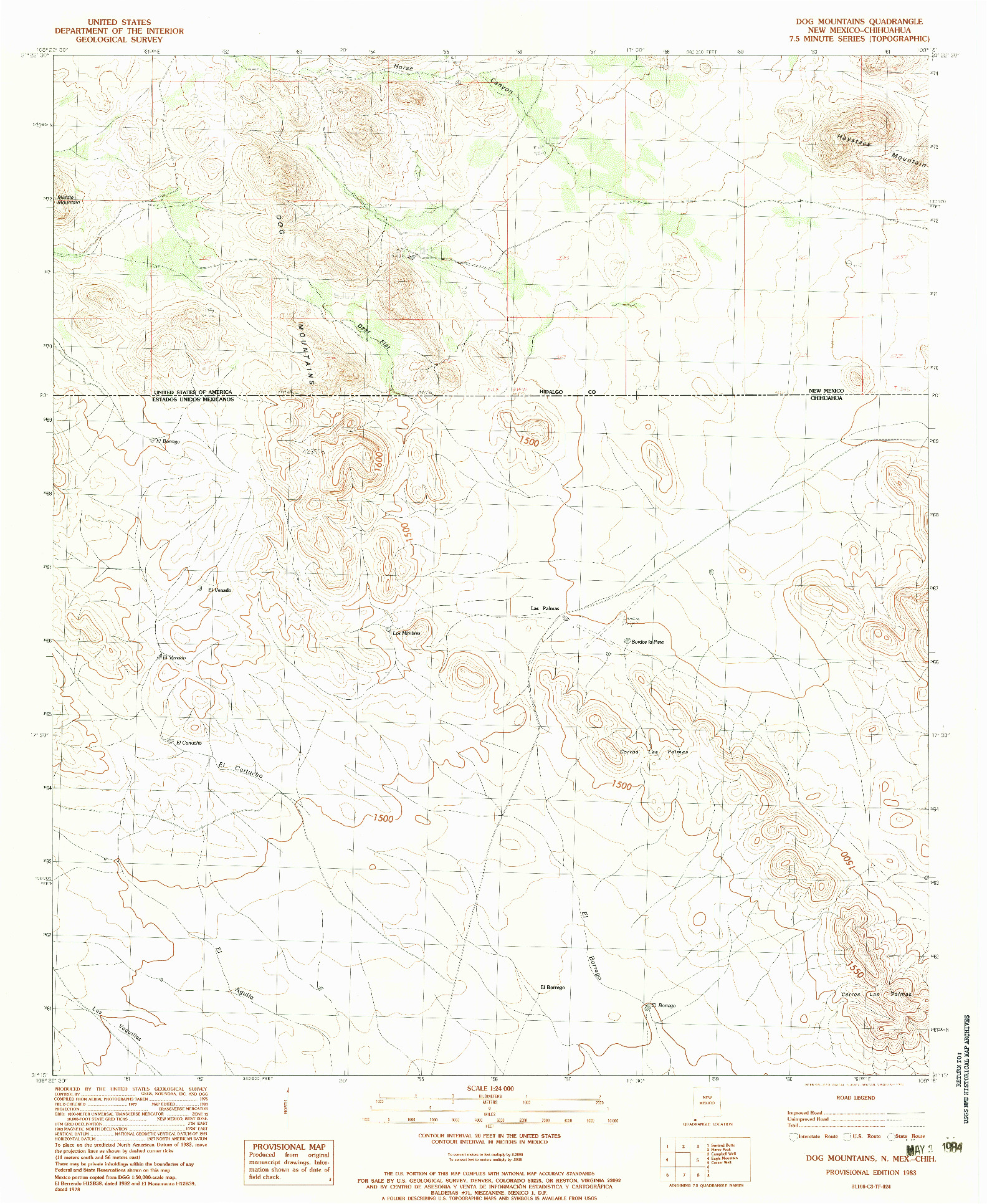 USGS 1:24000-SCALE QUADRANGLE FOR DOG MOUNTAINS, NM 1983