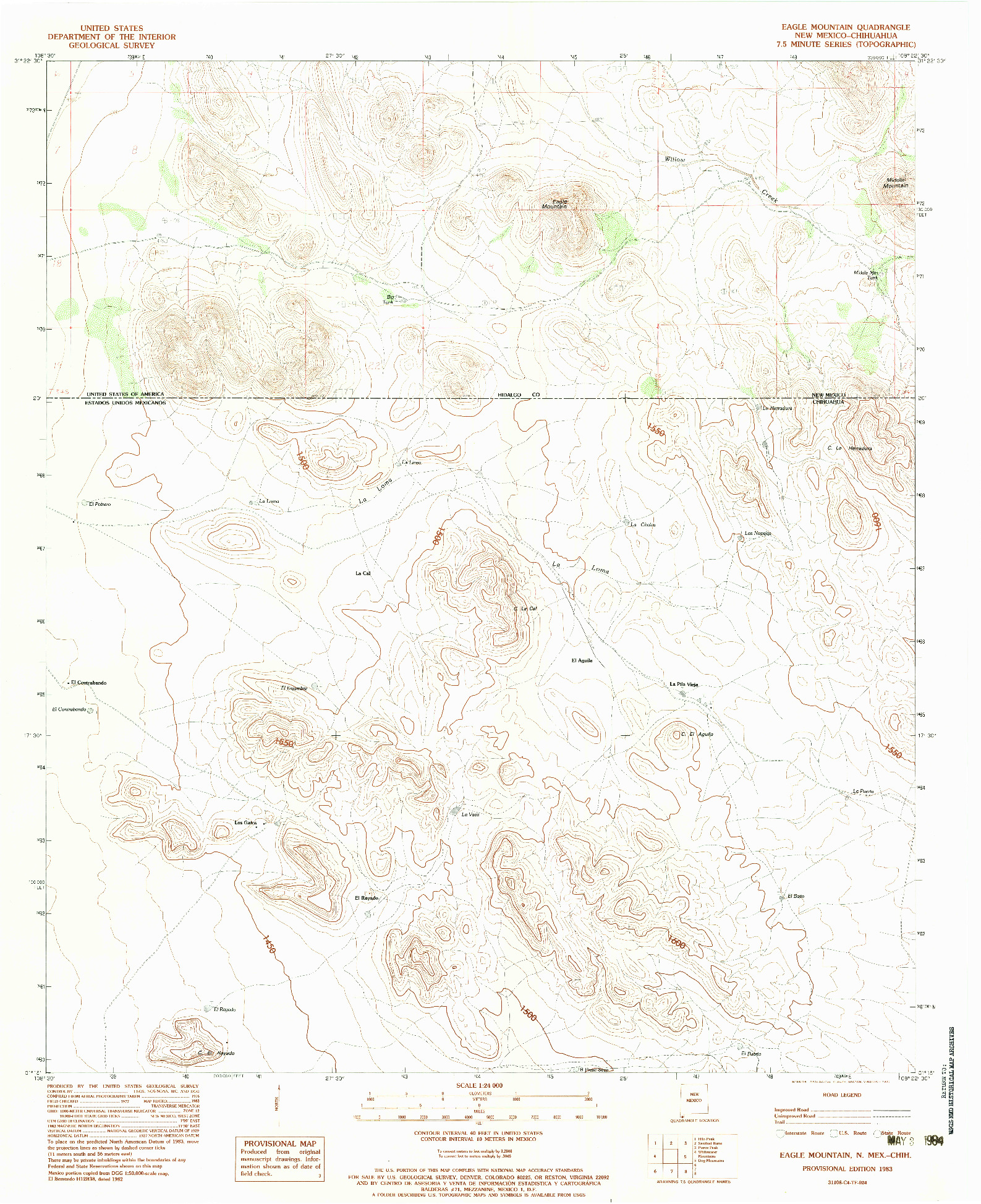 USGS 1:24000-SCALE QUADRANGLE FOR EAGLE MOUNTAIN, NM 1983