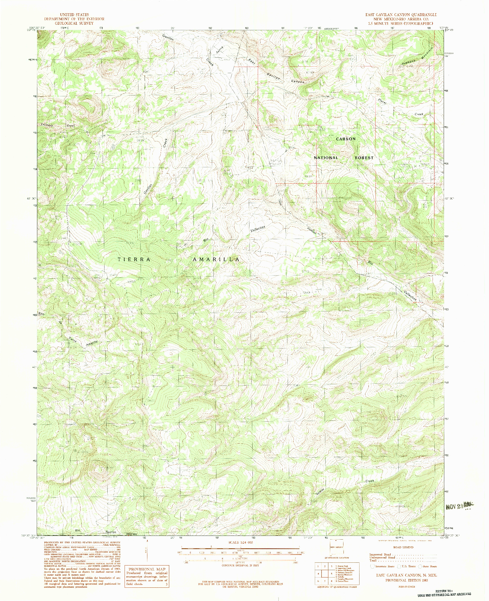 USGS 1:24000-SCALE QUADRANGLE FOR EAST GAVILAN CANYON, NM 1983
