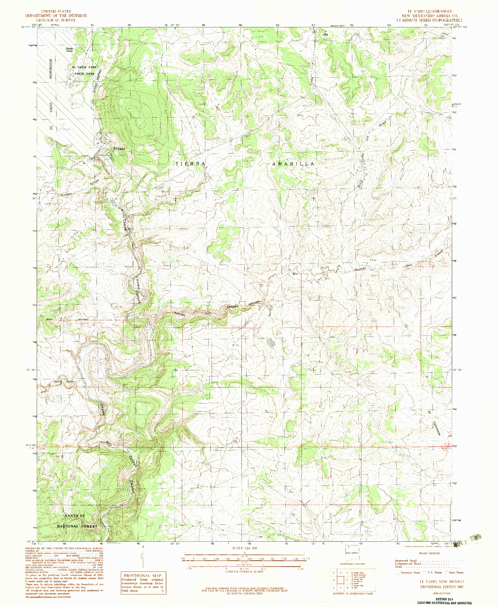 USGS 1:24000-SCALE QUADRANGLE FOR EL VADO, NM 1983