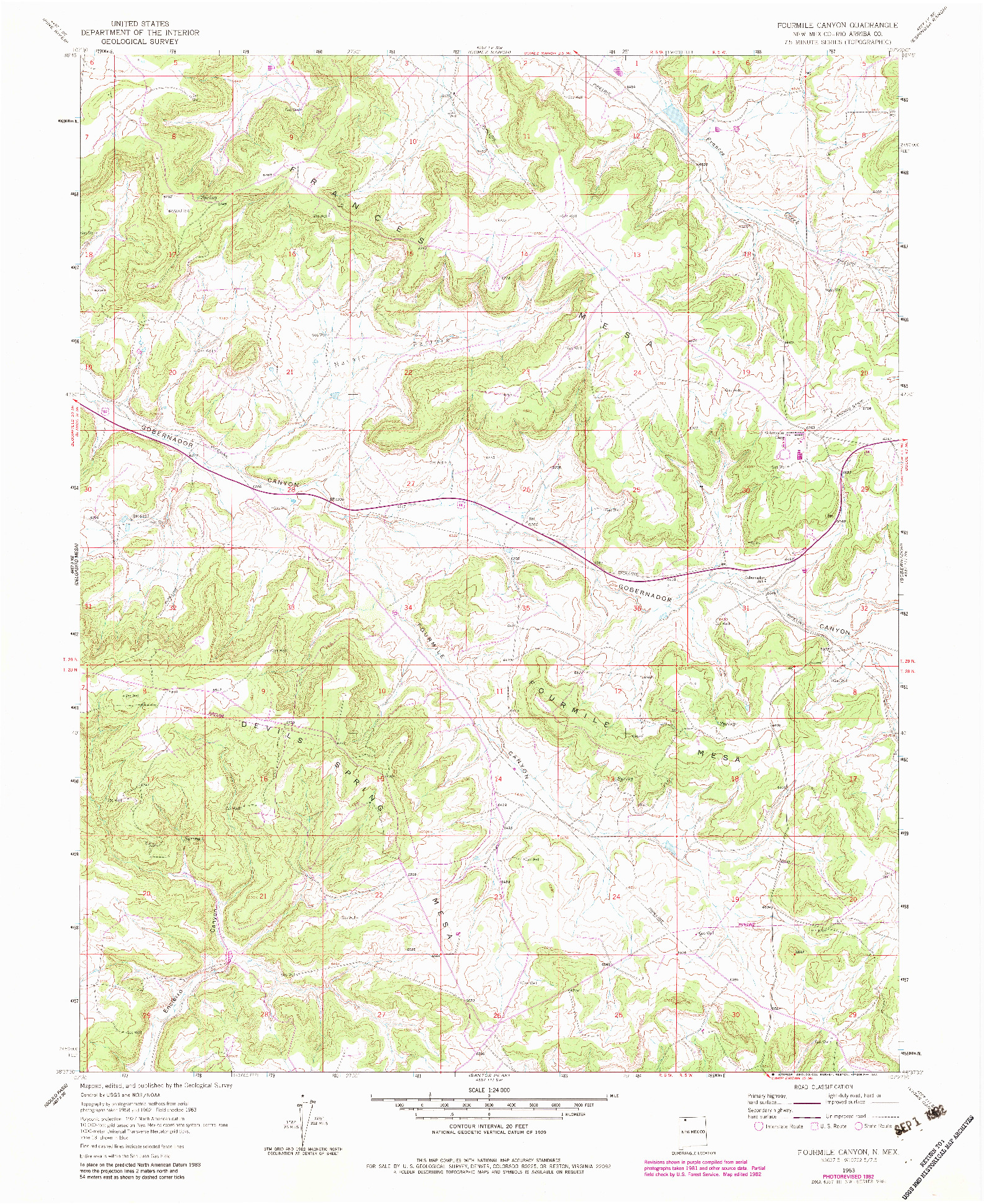 USGS 1:24000-SCALE QUADRANGLE FOR FOURMILE CANYON, NM 1963