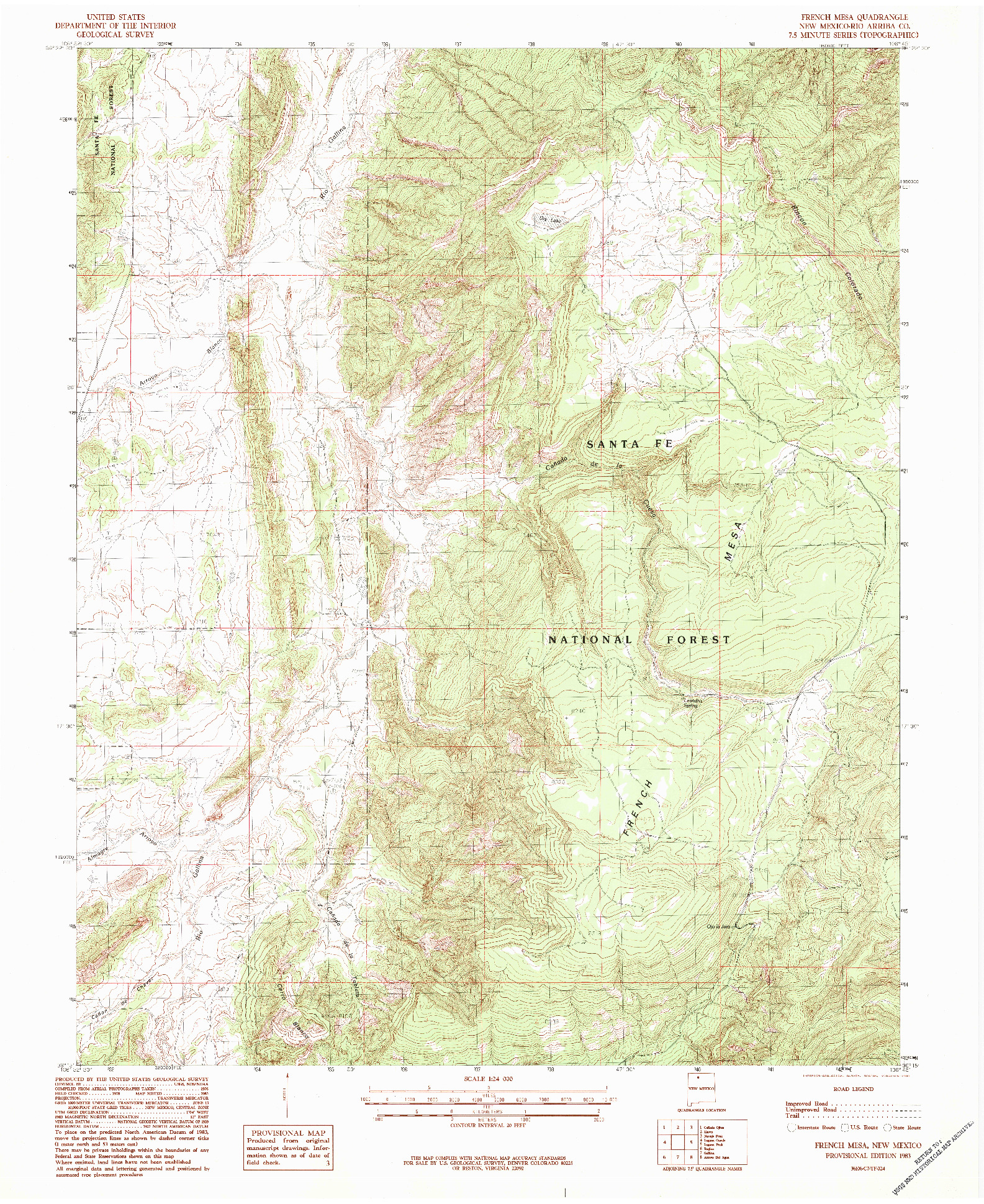 USGS 1:24000-SCALE QUADRANGLE FOR FRENCH MESA, NM 1983