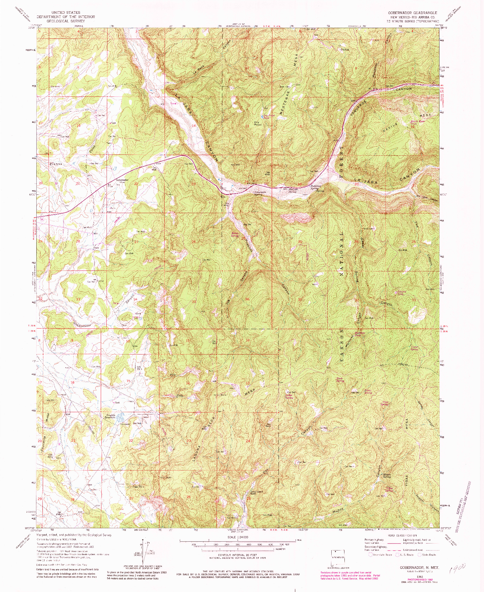 USGS 1:24000-SCALE QUADRANGLE FOR GOBERNADOR, NM 1963