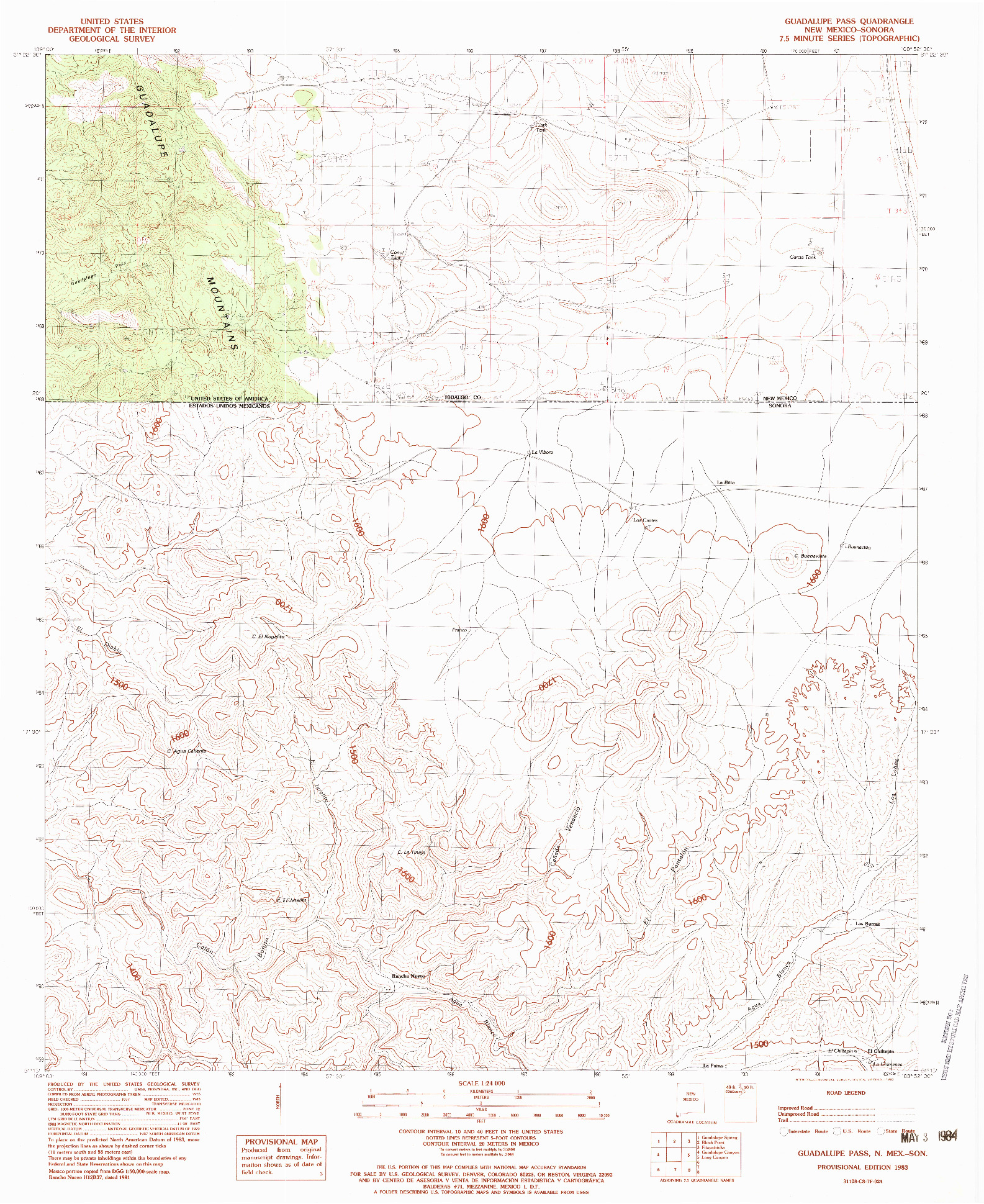 USGS 1:24000-SCALE QUADRANGLE FOR GUADALUPE PASS, NM 1983