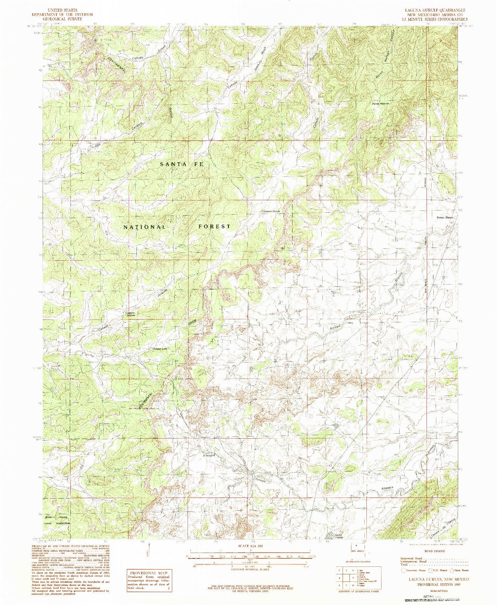 USGS 1:24000-SCALE QUADRANGLE FOR LAGUNA GURULE, NM 1983