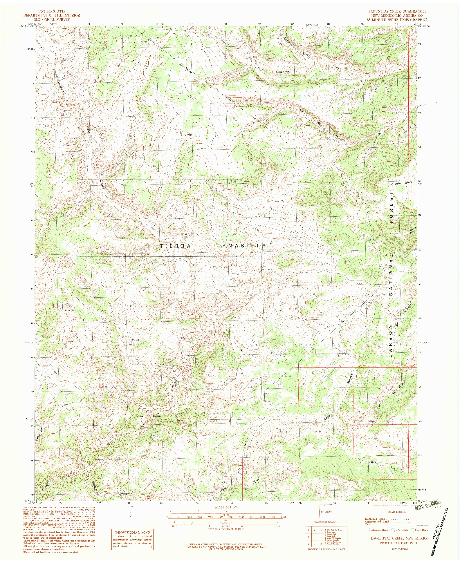 USGS 1:24000-SCALE QUADRANGLE FOR LAGUNITAS CREEK, NM 1983