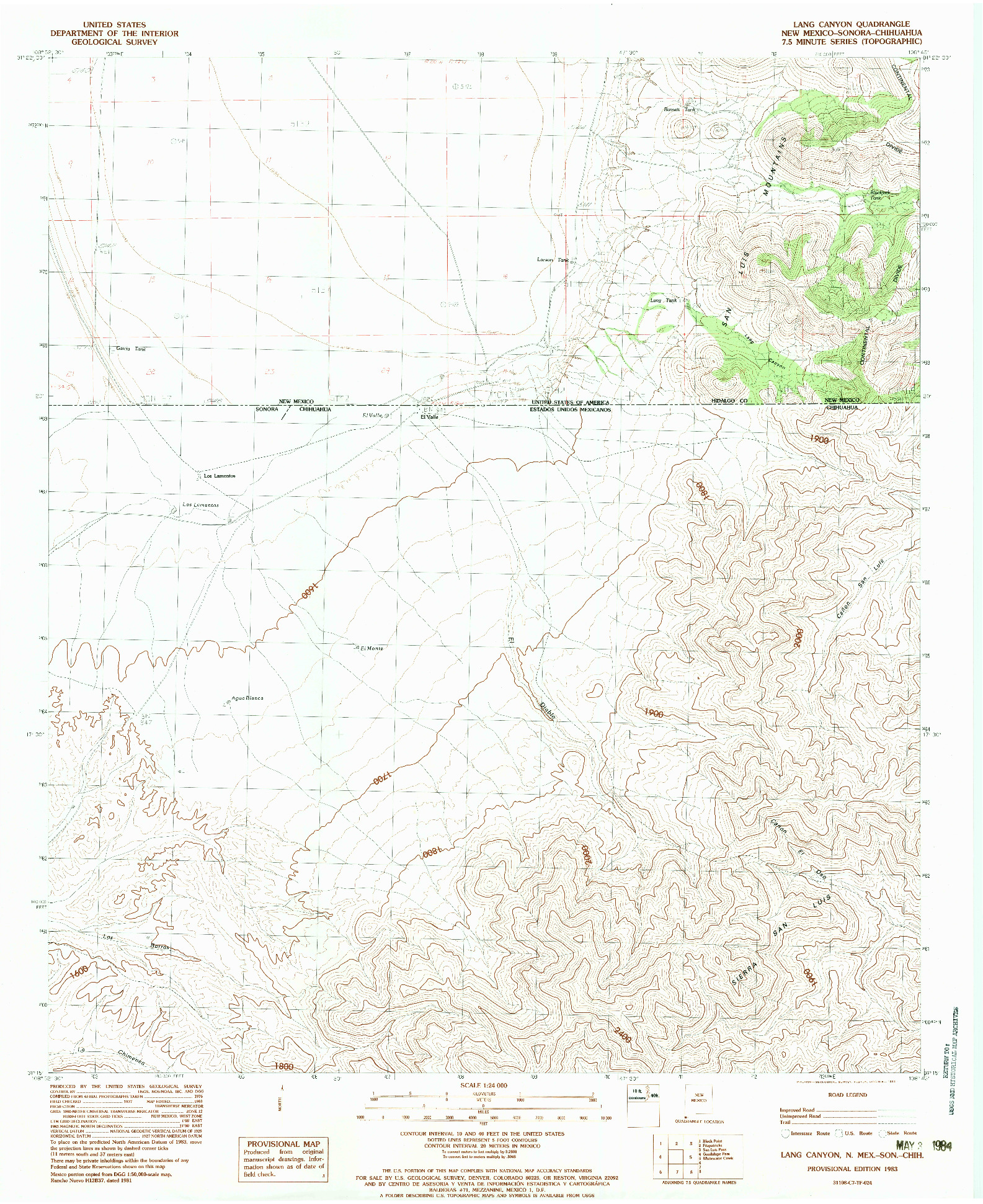 USGS 1:24000-SCALE QUADRANGLE FOR LANG CANYON, NM 1983